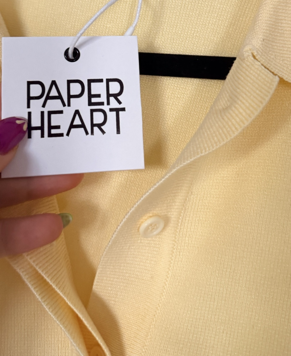 Paper Heart Butter Yellow Karina Polo Knit Top Size 8 image 8