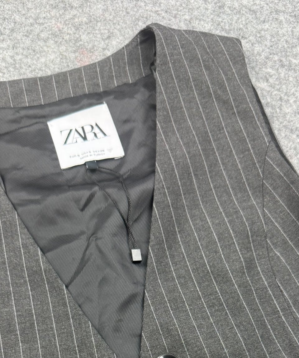 Zara Grey Pinstripe Waistcoat EUR S / US S Tailored Lined image 8