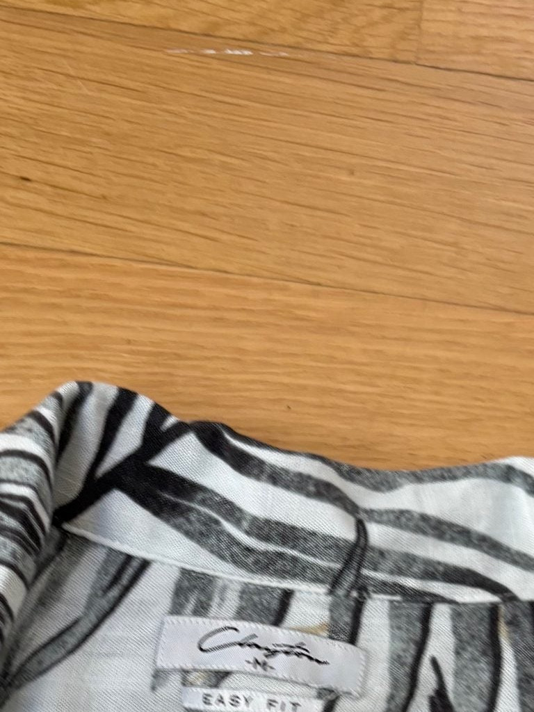 Clayton Hemd Kurzarm Palmenprint Grau Braun Easy Fit M image 9