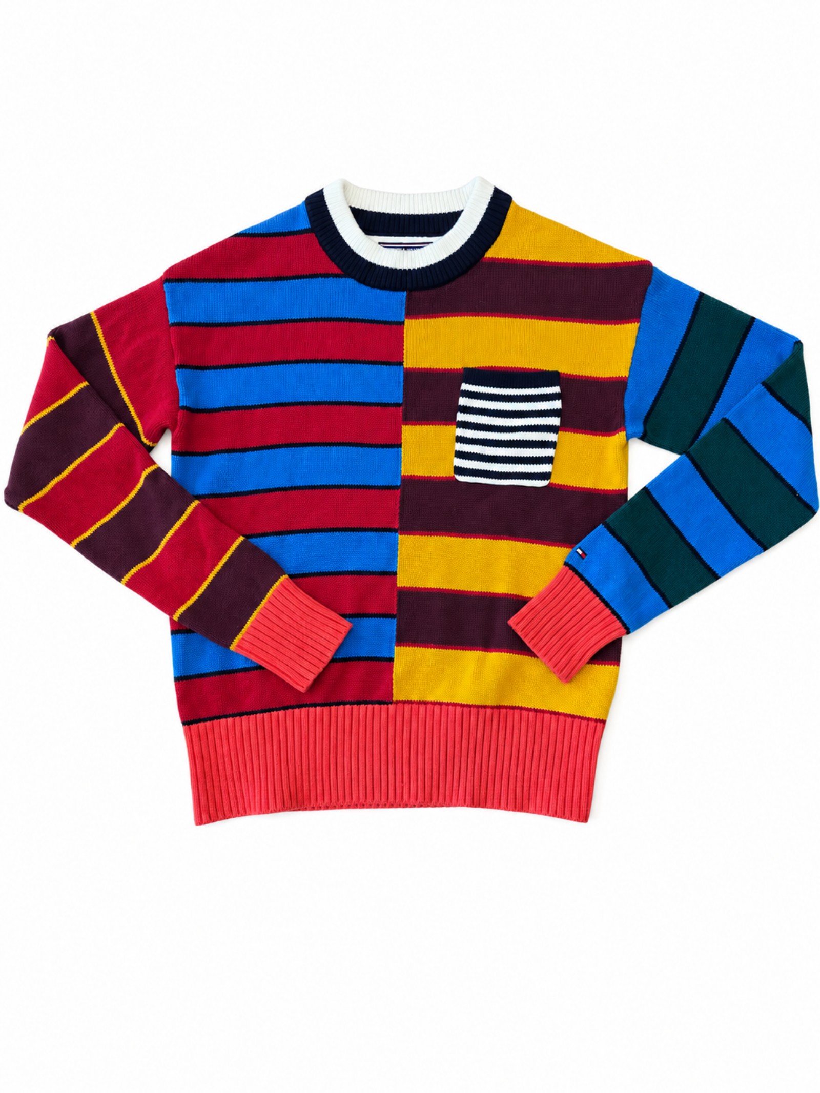 Tommy Hilfiger Multicolor Striped Knit Sweater Small Unisex