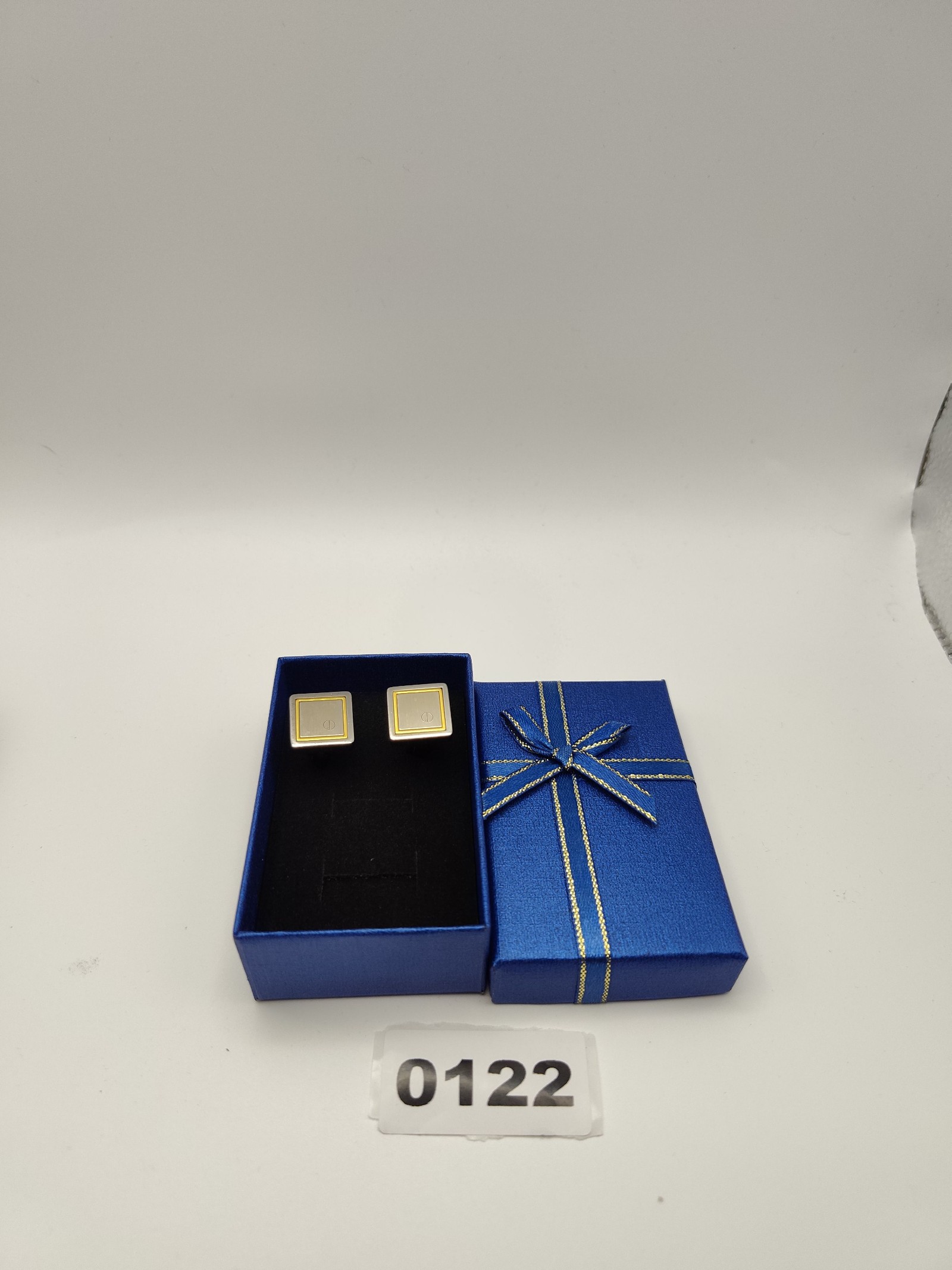 Dunhill Square Silver & Gold Tone Men's Cufflinks in Presentation Box