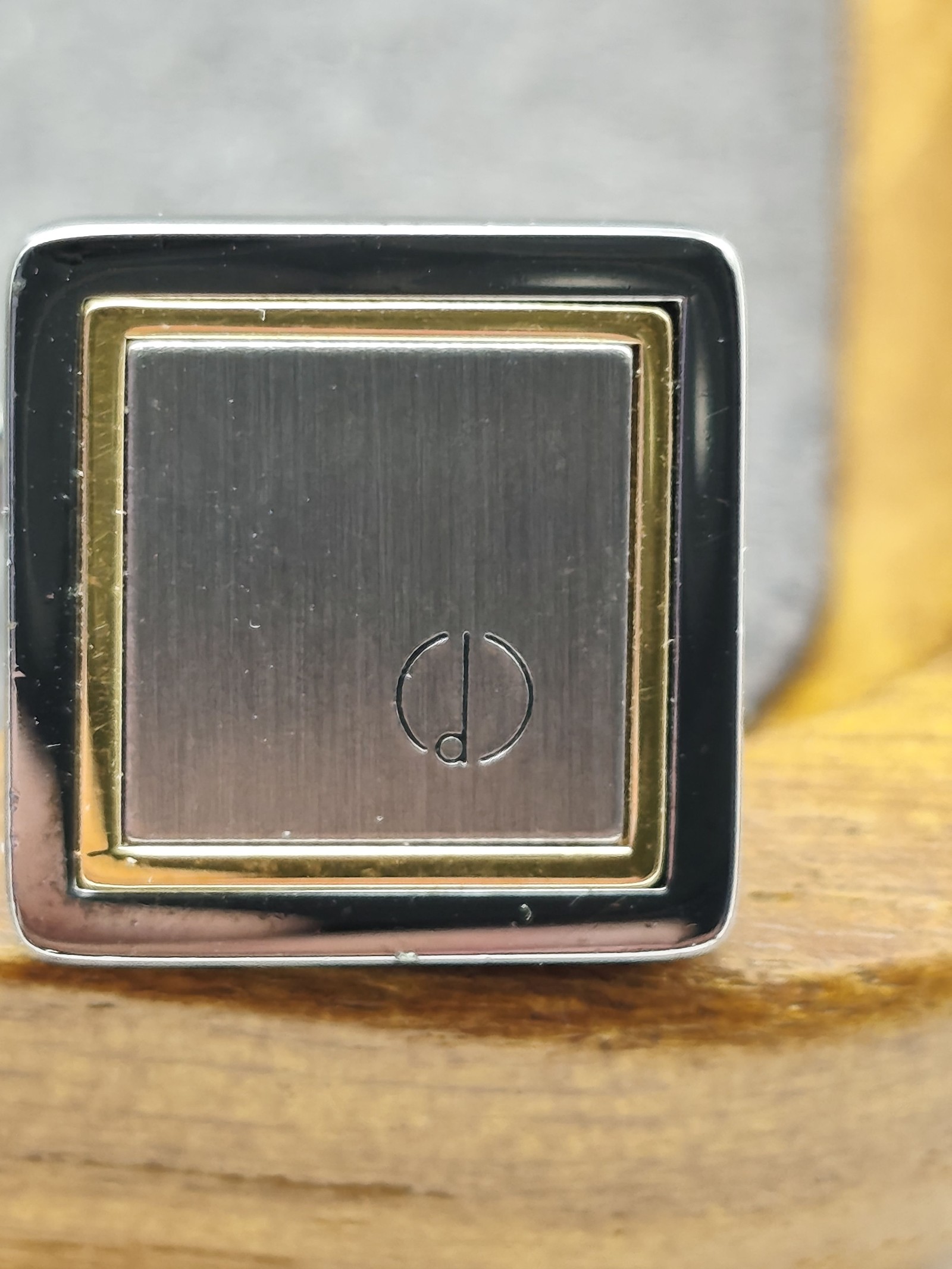 Dunhill Square Silver & Gold Tone Men's Cufflinks in Presentation Box image 4