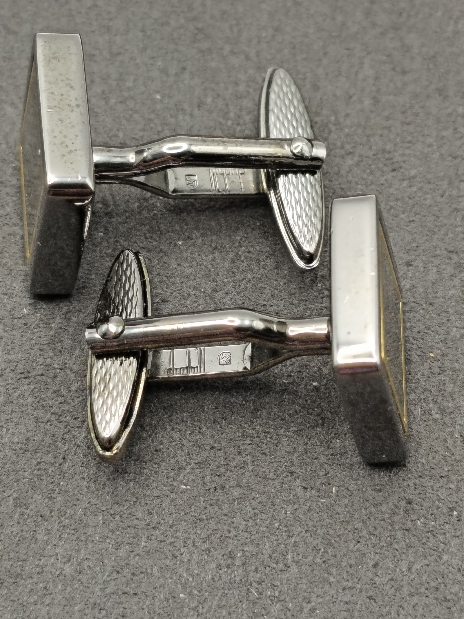 Dunhill Square Silver & Gold Tone Men's Cufflinks in Presentation Box image 6
