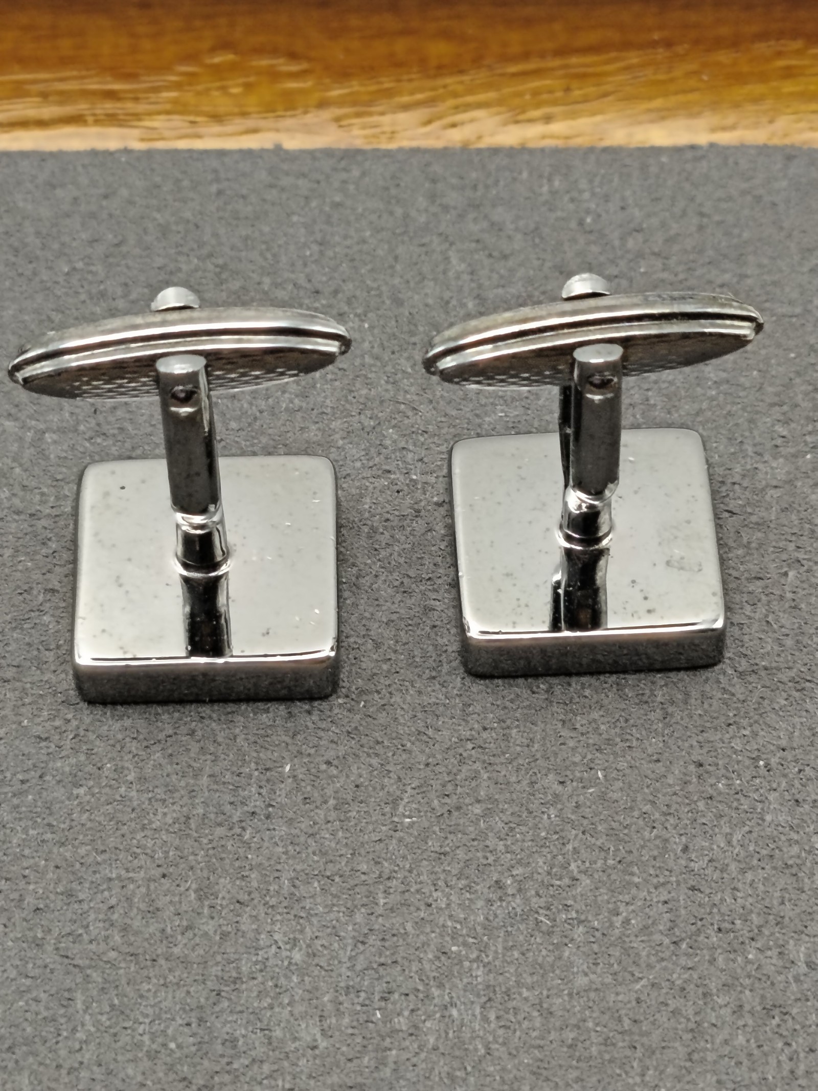 Dunhill Square Silver & Gold Tone Men's Cufflinks in Presentation Box image 8