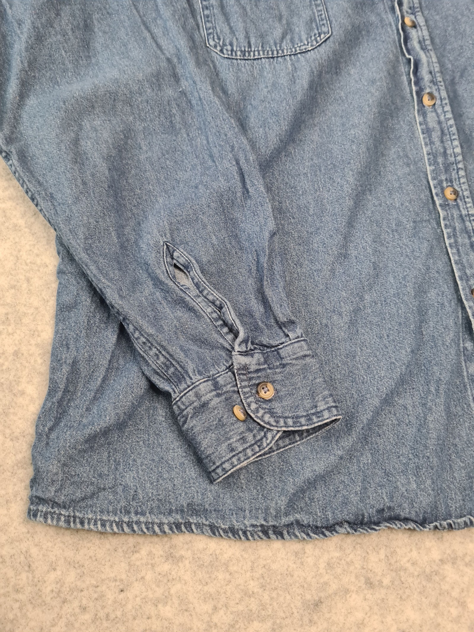 Wrangler Denim Shirt Blue Cotton Long Sleeve Men’s 2XL image 2