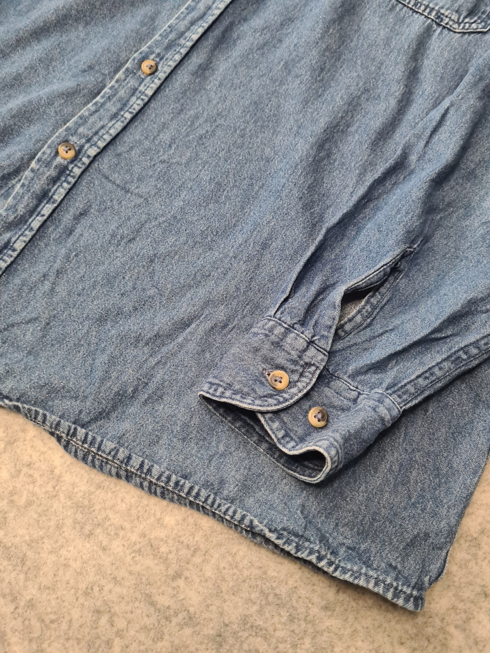 Wrangler Denim Shirt Blue Cotton Long Sleeve Men’s 2XL image 3