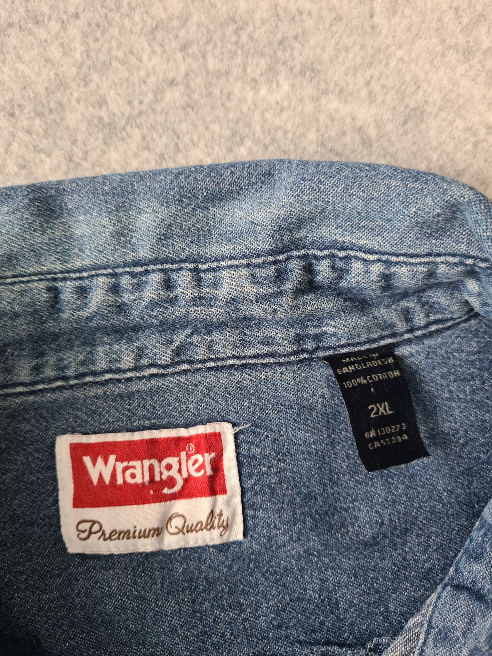 Wrangler Denim Shirt Blue Cotton Long Sleeve Men’s 2XL image 4