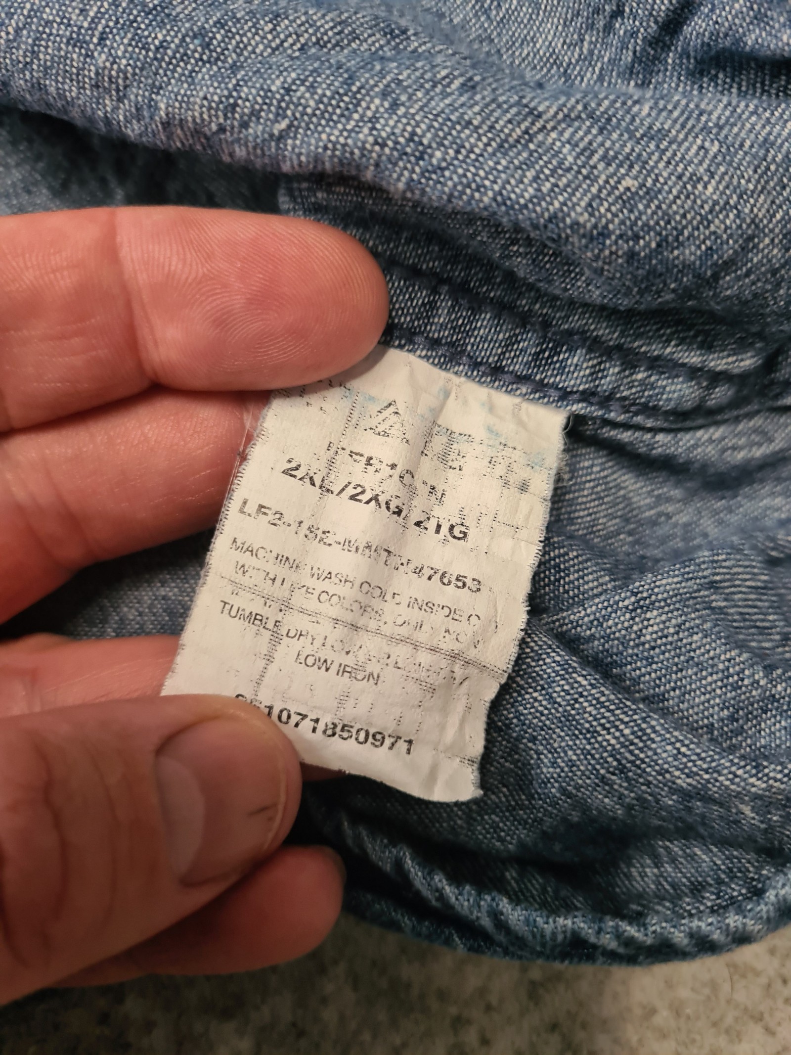 Wrangler Denim Shirt Blue Cotton Long Sleeve Men’s 2XL image 8