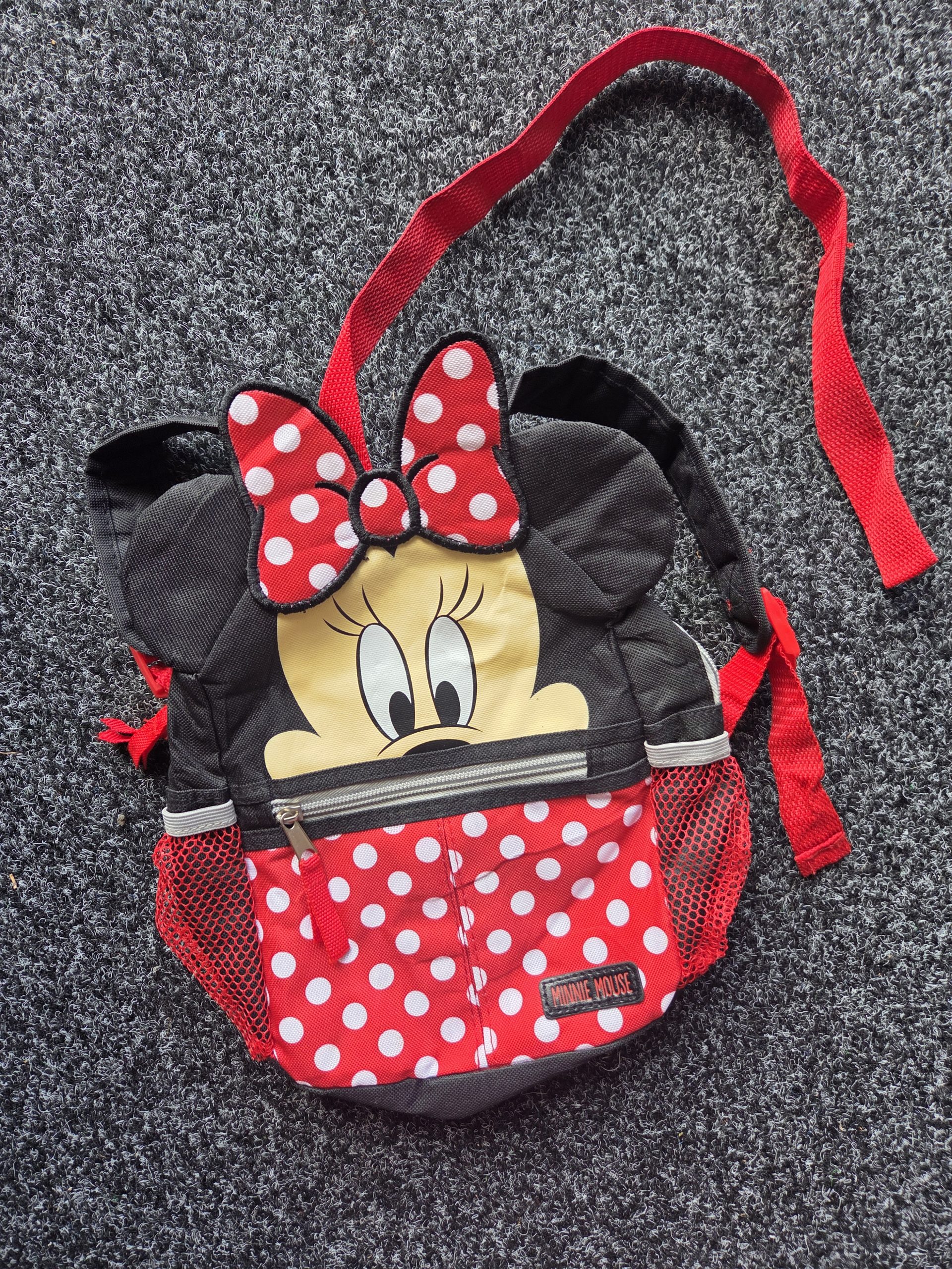 Disney Minnie Mouse Toddler Backpack with Safety Harness Leash Black Red