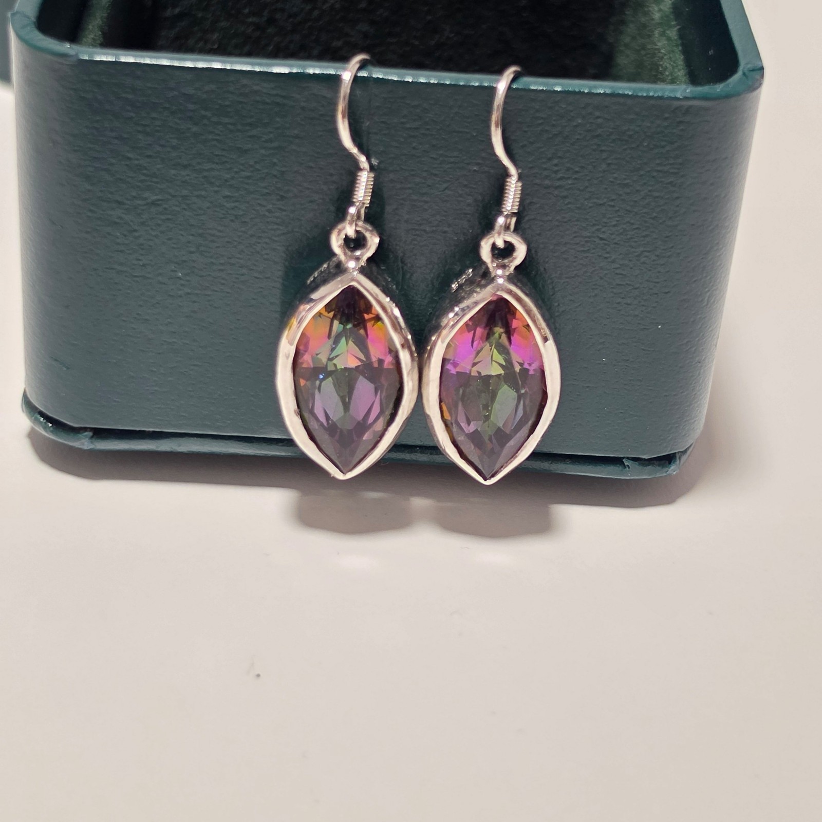 925 Silver & Purple and few mix coloue Drop Earrings. B3