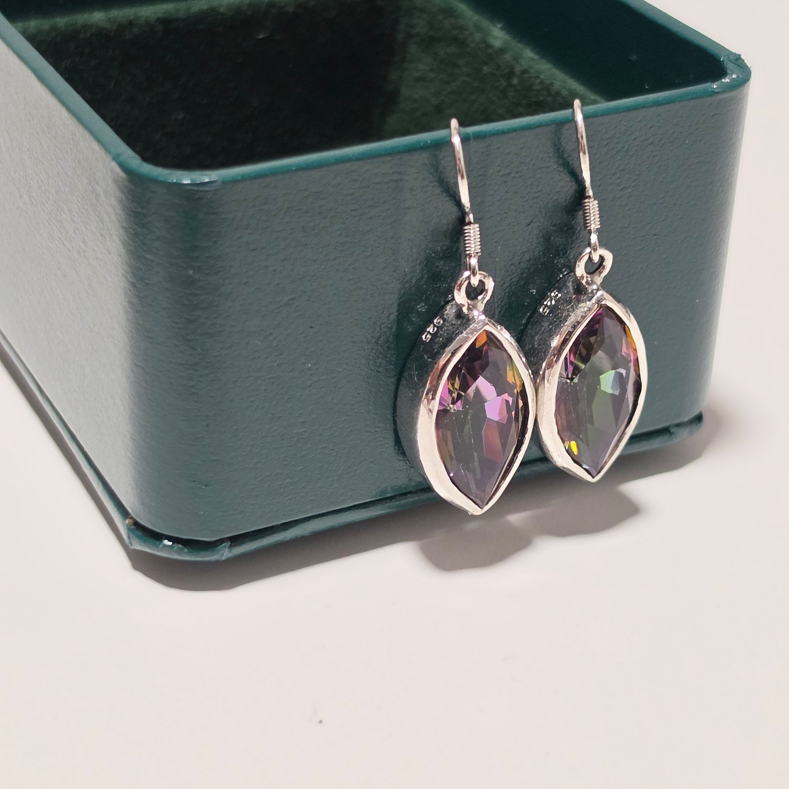 925 Silver & Purple and few mix coloue Drop Earrings. B3 image 2