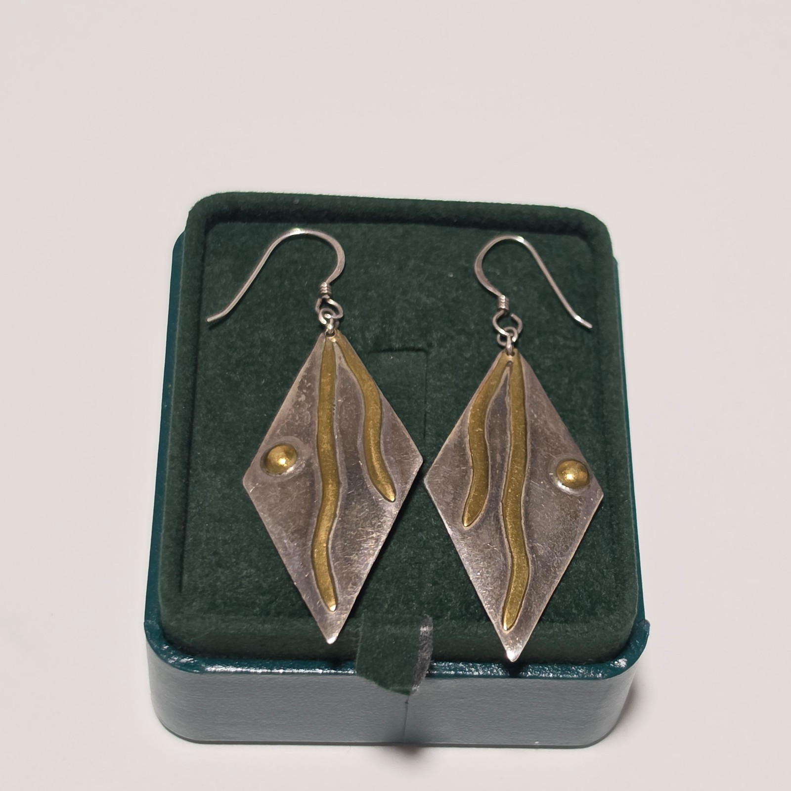 925 Silver & Golden designing Handmade Drop Earrings. B3