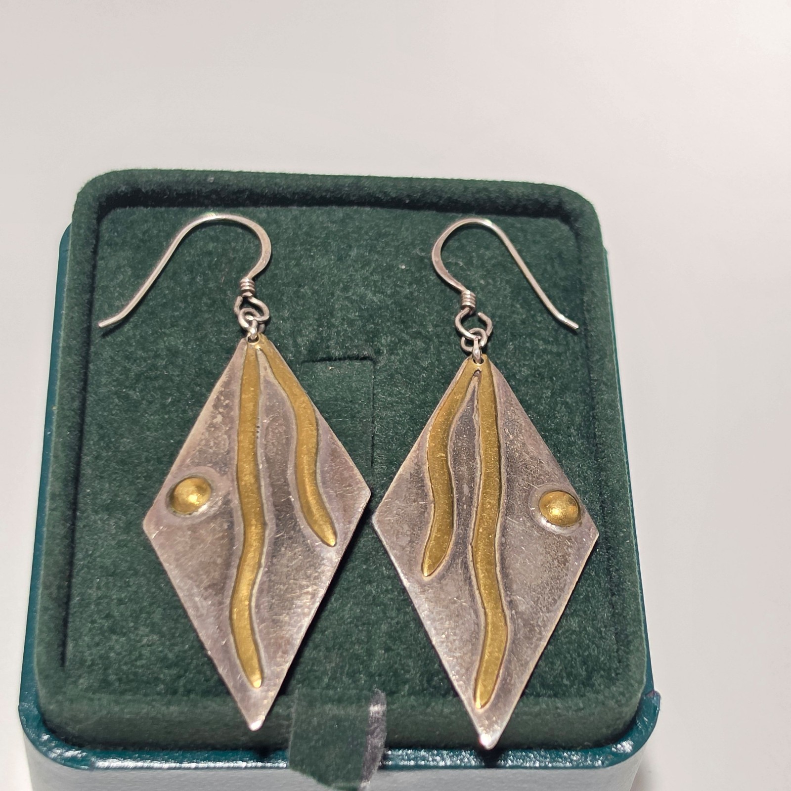 925 Silver & Golden designing Handmade Drop Earrings. B3 image 2