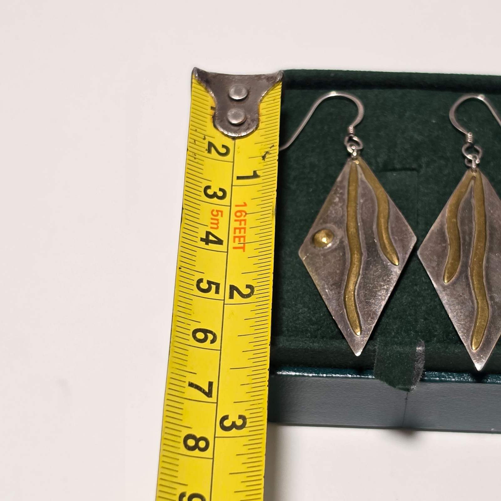 925 Silver & Golden designing Handmade Drop Earrings. B3 image 3