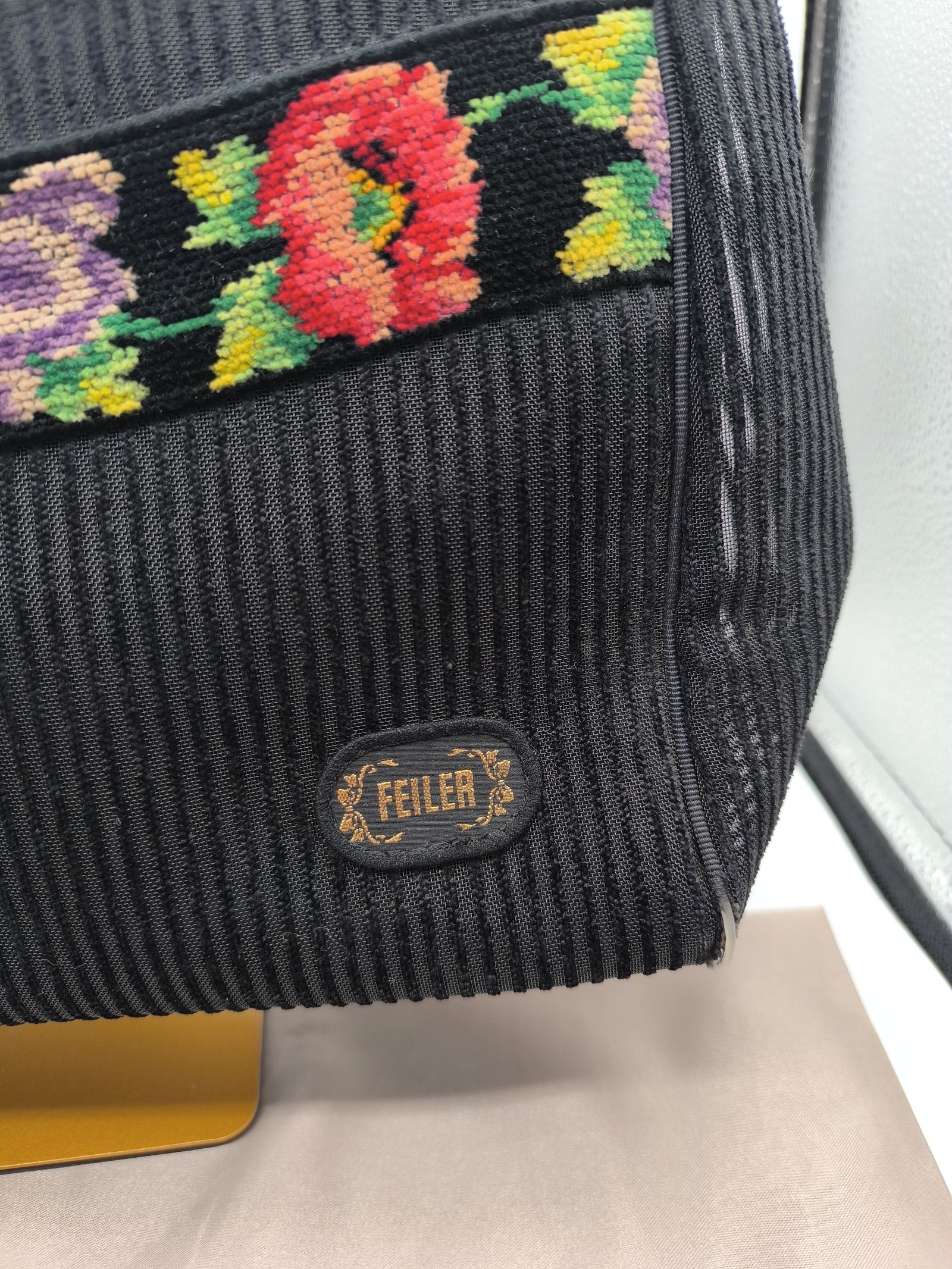 Feiler Black Floral Embroidered Tote Bag Women image 2