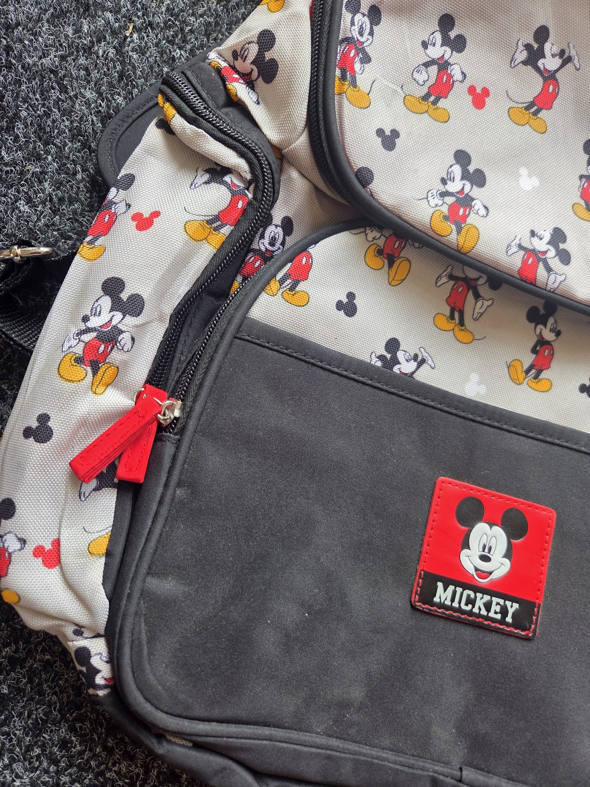 Disney Mickey Mouse Diaper Bag Backpack Grey Changing Bag with Pushchair Straps image 2