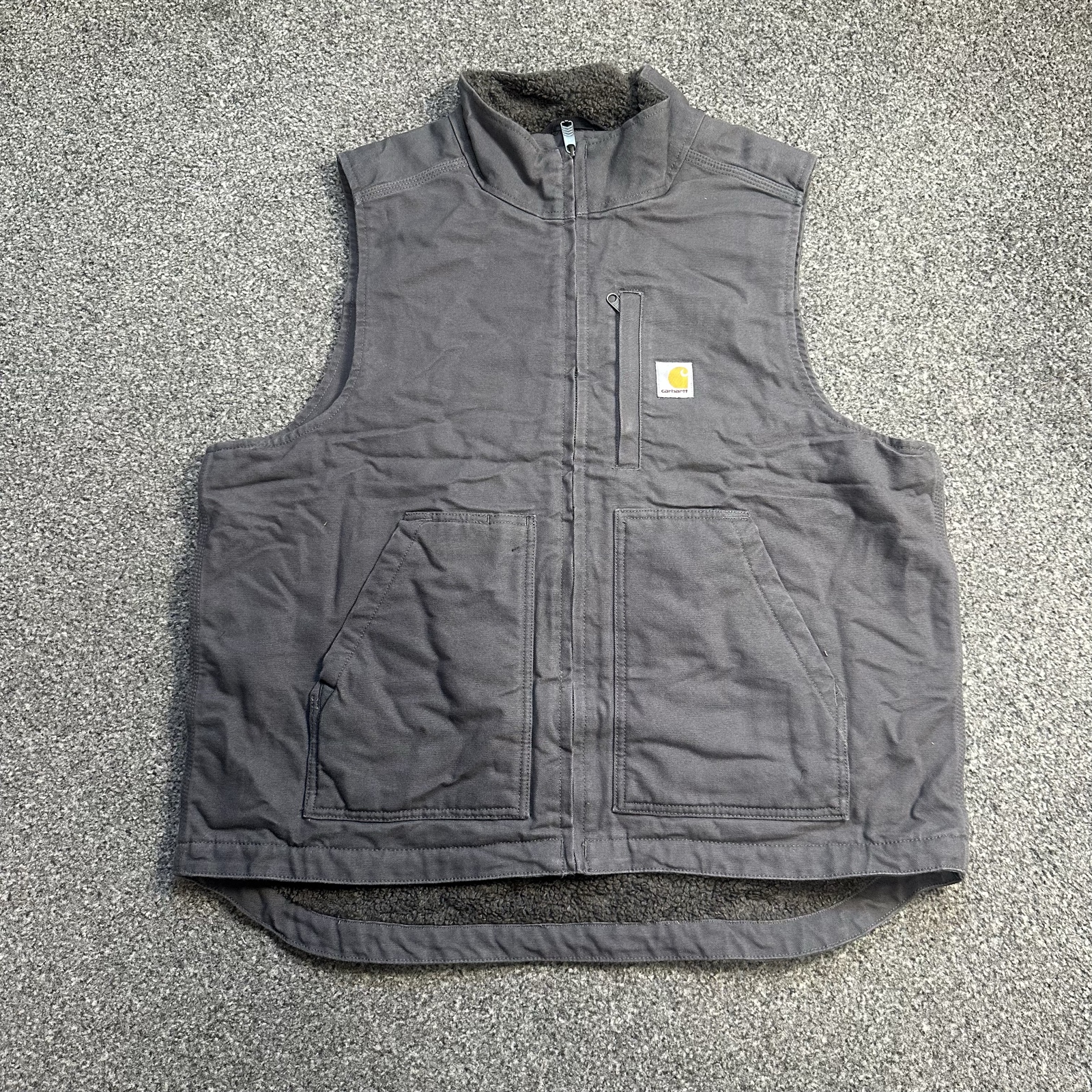 Carhartt Grey Workwear Fleece-Lined Vest Large Utility