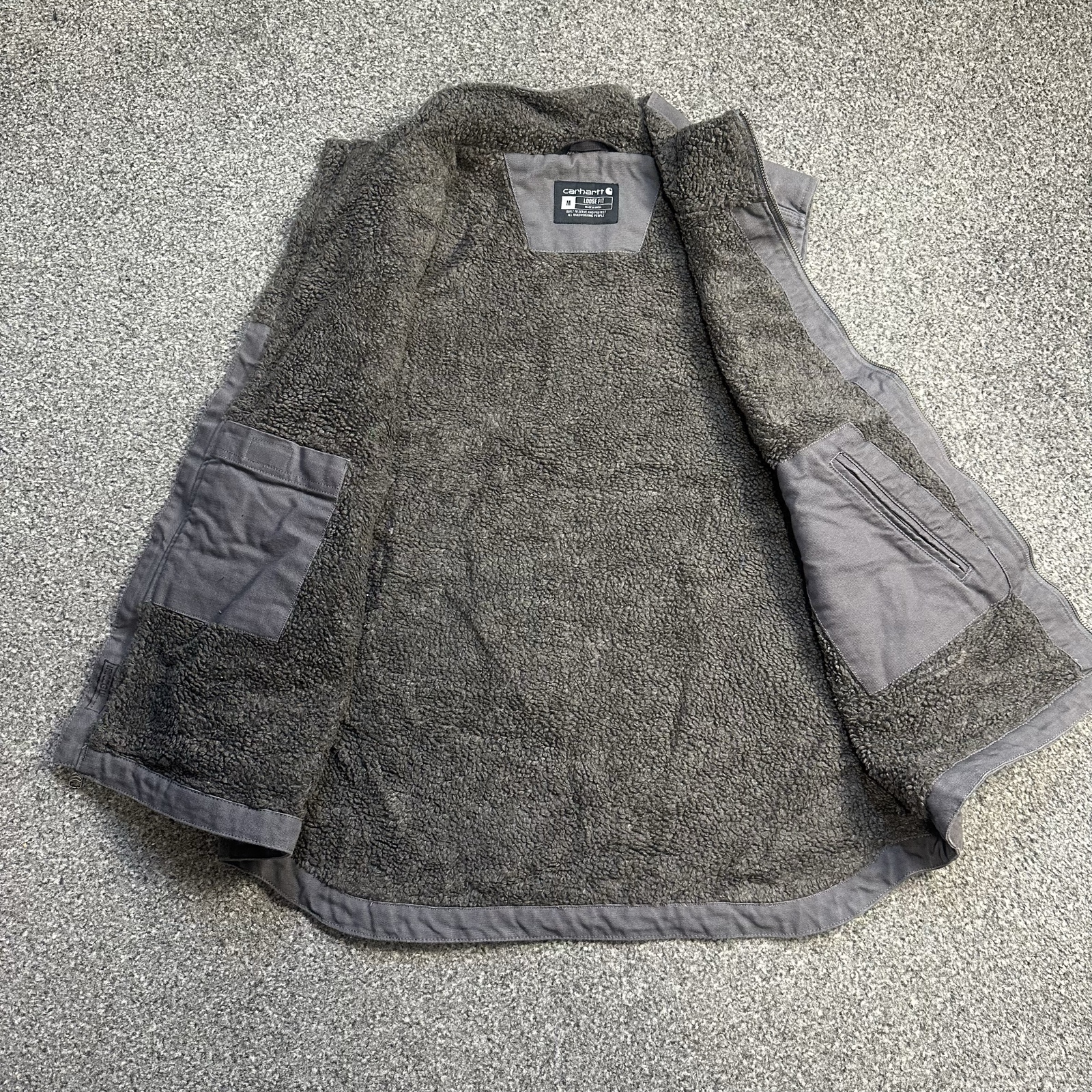 Carhartt Grey Workwear Fleece-Lined Vest Large Utility image 4