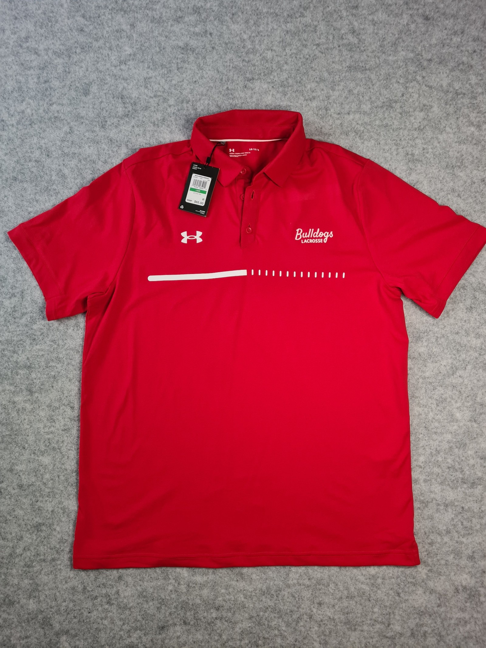 Under Armour Men's Red Bulldogs Lacrosse Polo Shirt Large Loose Fit