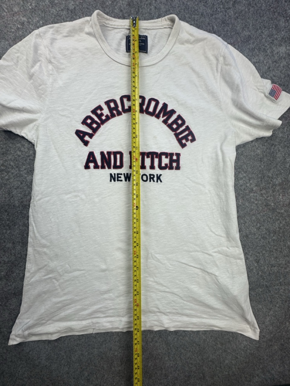 Abercrombie & Fitch White Logo T Shirt Men’s M Distressed Patchwork image 7