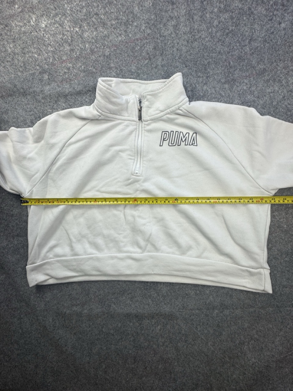Puma White & Grey 1/4 Zip Sweatshirt Large Cropped image 4