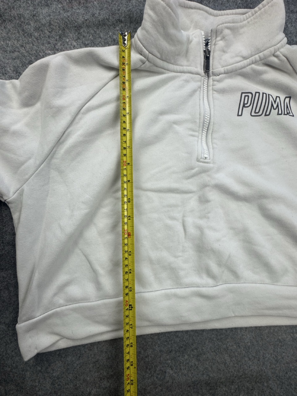 Puma White & Grey 1/4 Zip Sweatshirt Large Cropped image 5