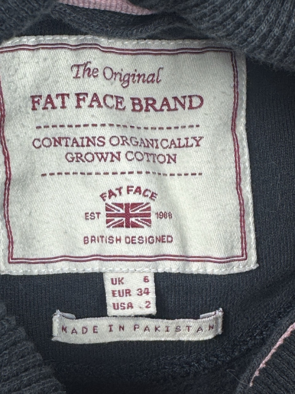FatFace Black Zip Hoodie UK 6 Women's Cotton image 3
