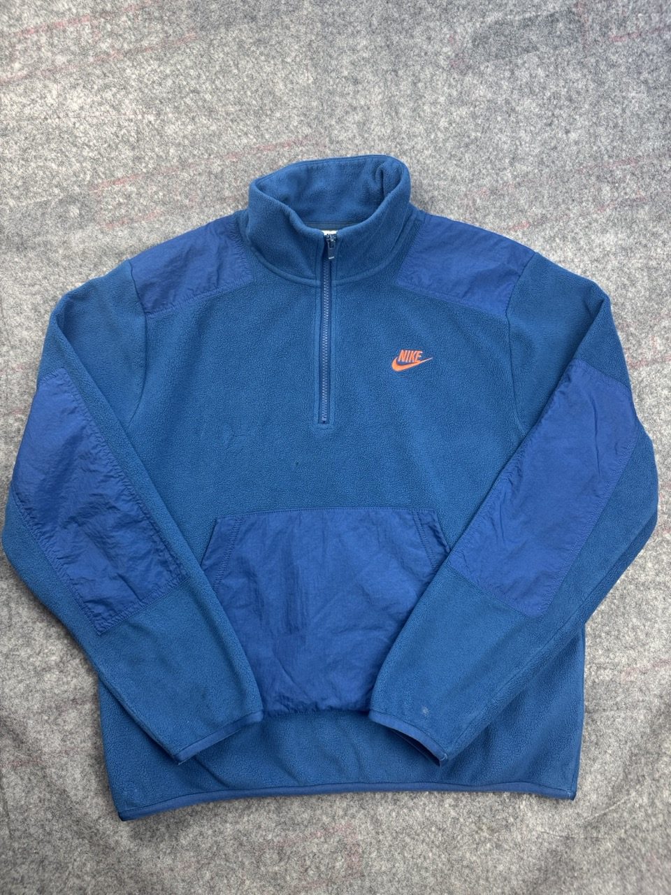 Nike Teal & Royal Fleece Half Zip Pullover Men’s M Orange Logo