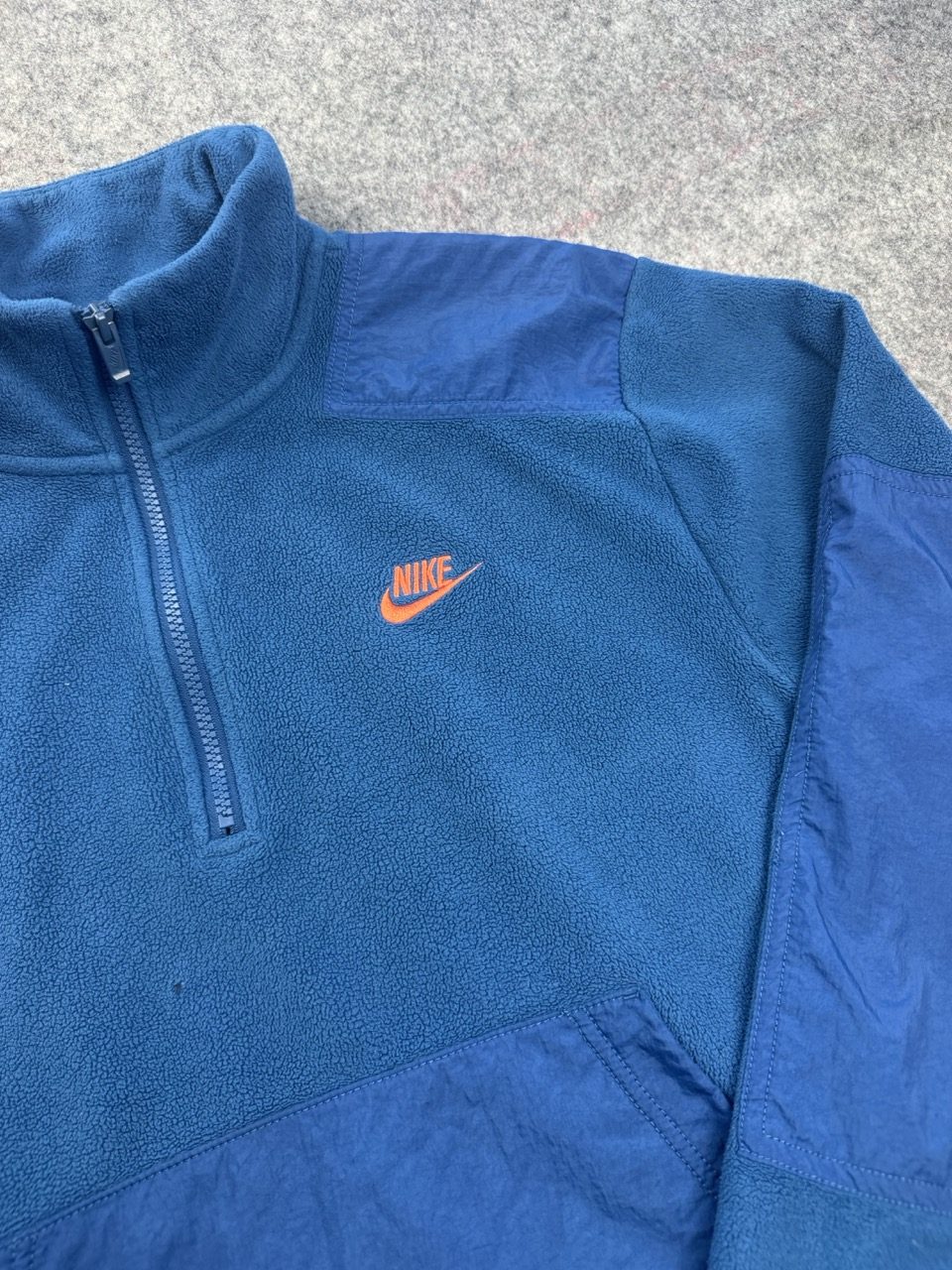 Nike Teal & Royal Fleece Half Zip Pullover Men’s M Orange Logo image 2