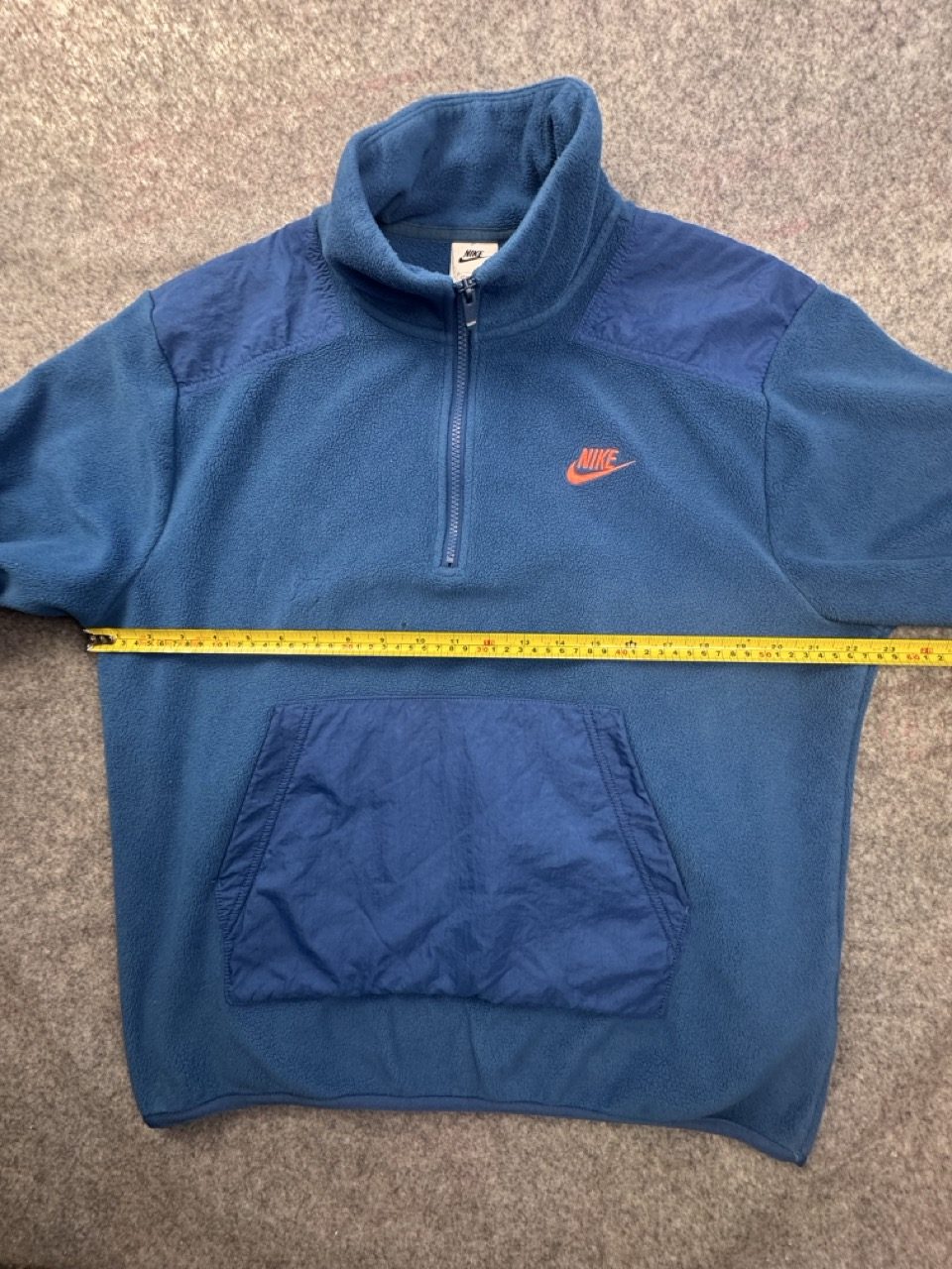 Nike Teal & Royal Fleece Half Zip Pullover Men’s M Orange Logo image 6