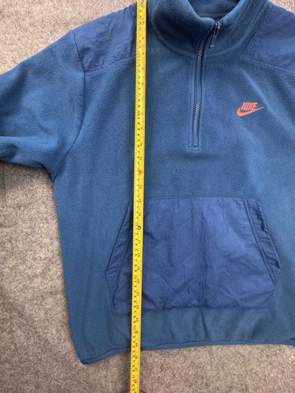 Nike Teal & Royal Fleece Half Zip Pullover Men’s M Orange Logo image 7