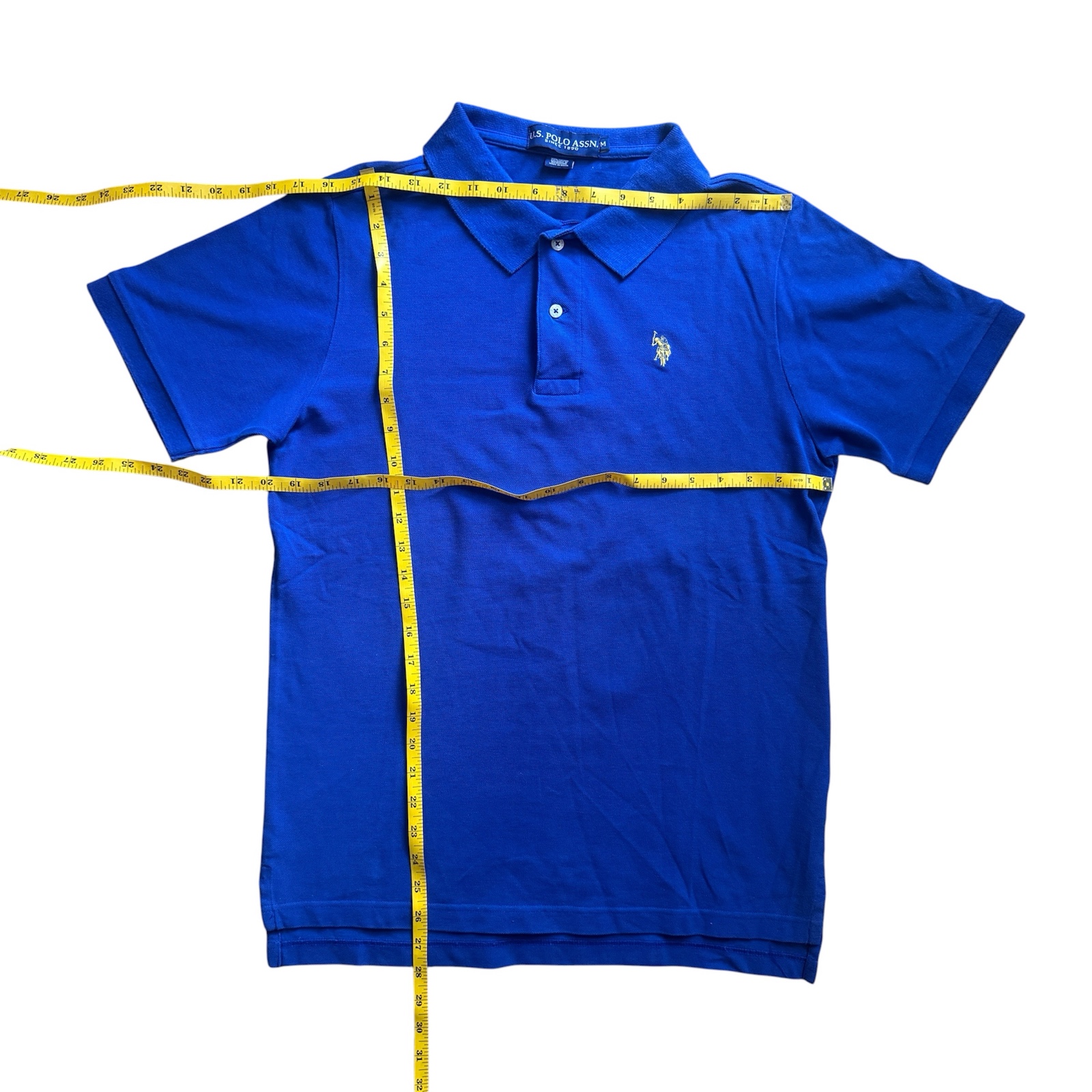 U.S. Polo Assn Polo Shirt Mens M Blue Short Sleeve Cotton Classic