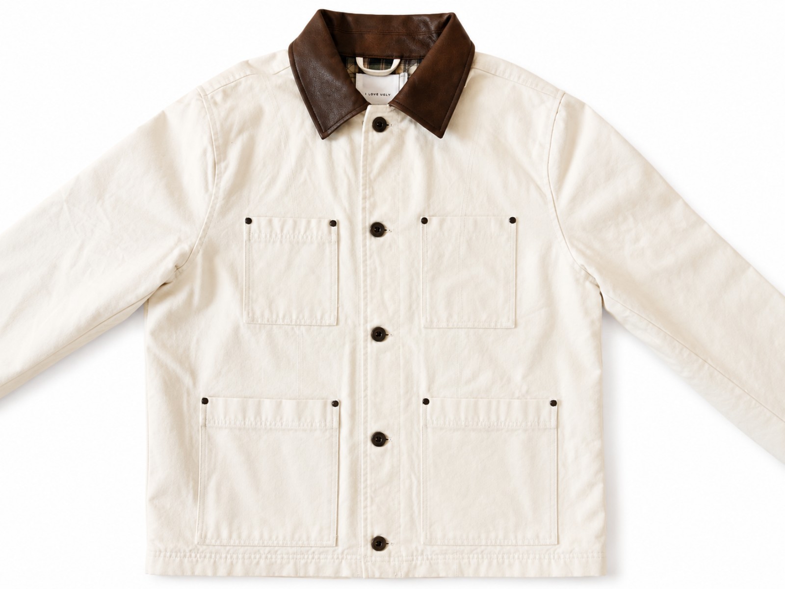 I Love Ugly Men's Beige & Brown Cotton Jacket Large image 3