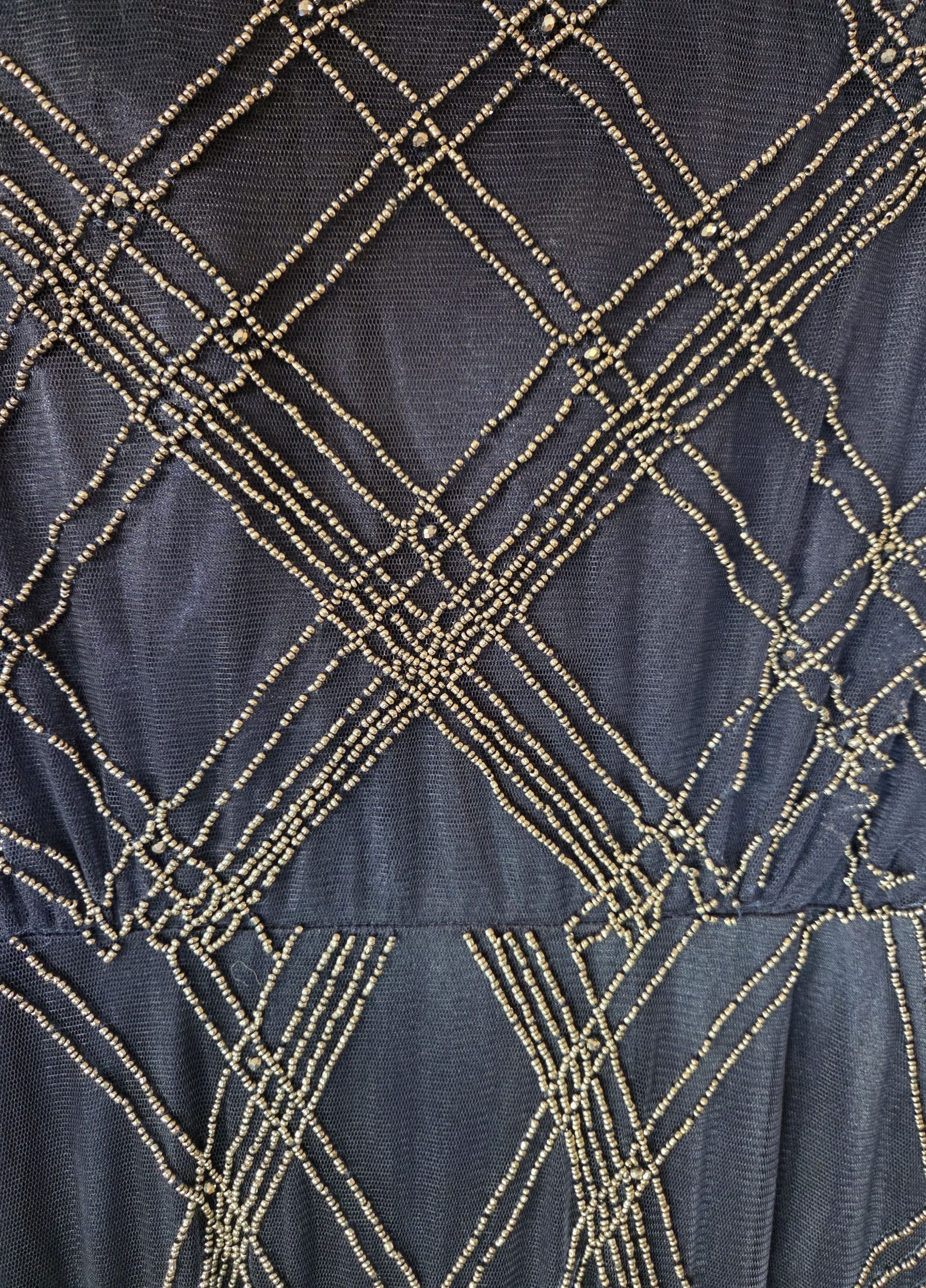 Poseur by Tania Olsen Navy & Gold Beaded Evening Gown Size 10 image 3