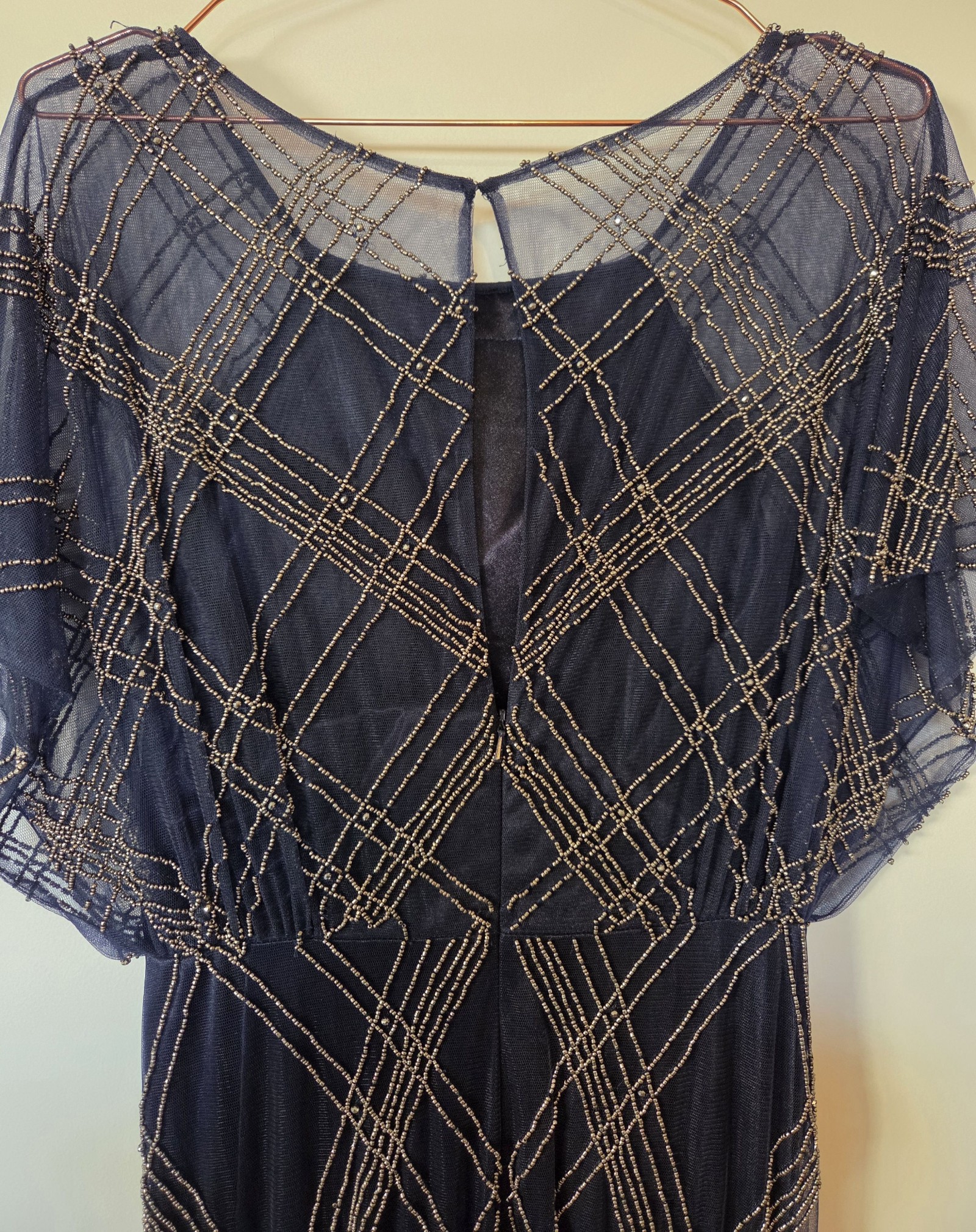 Poseur by Tania Olsen Navy & Gold Beaded Evening Gown Size 10 image 4