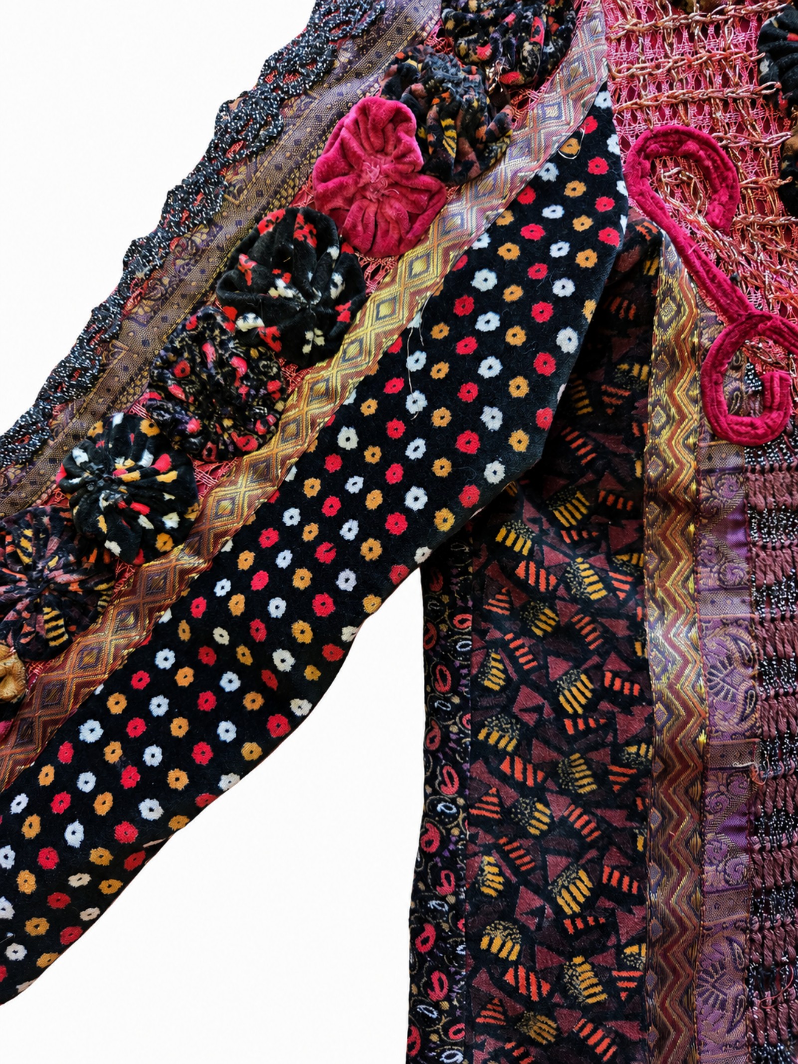 Sandy Starkman Women Multi Colour Patchwork Embroidered Blazer Medium image 3