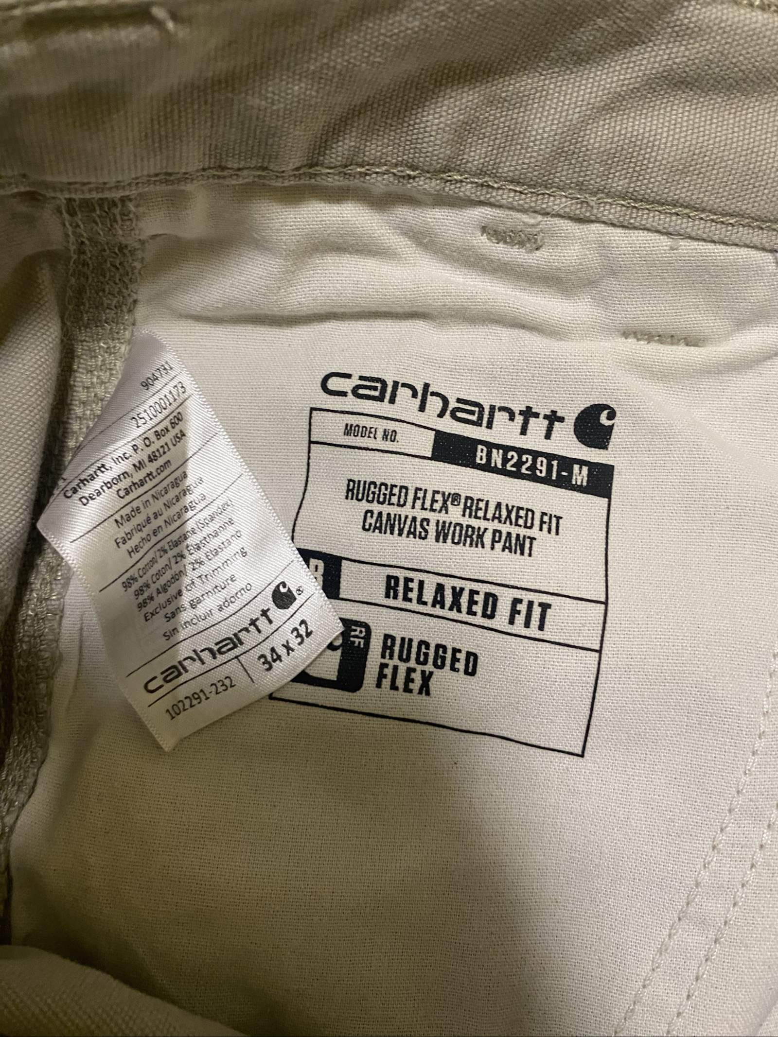 Carhartt Baggy Jeans W34 L32 Beige Loose Fit Skate Y2K Vintage #21BC image 4