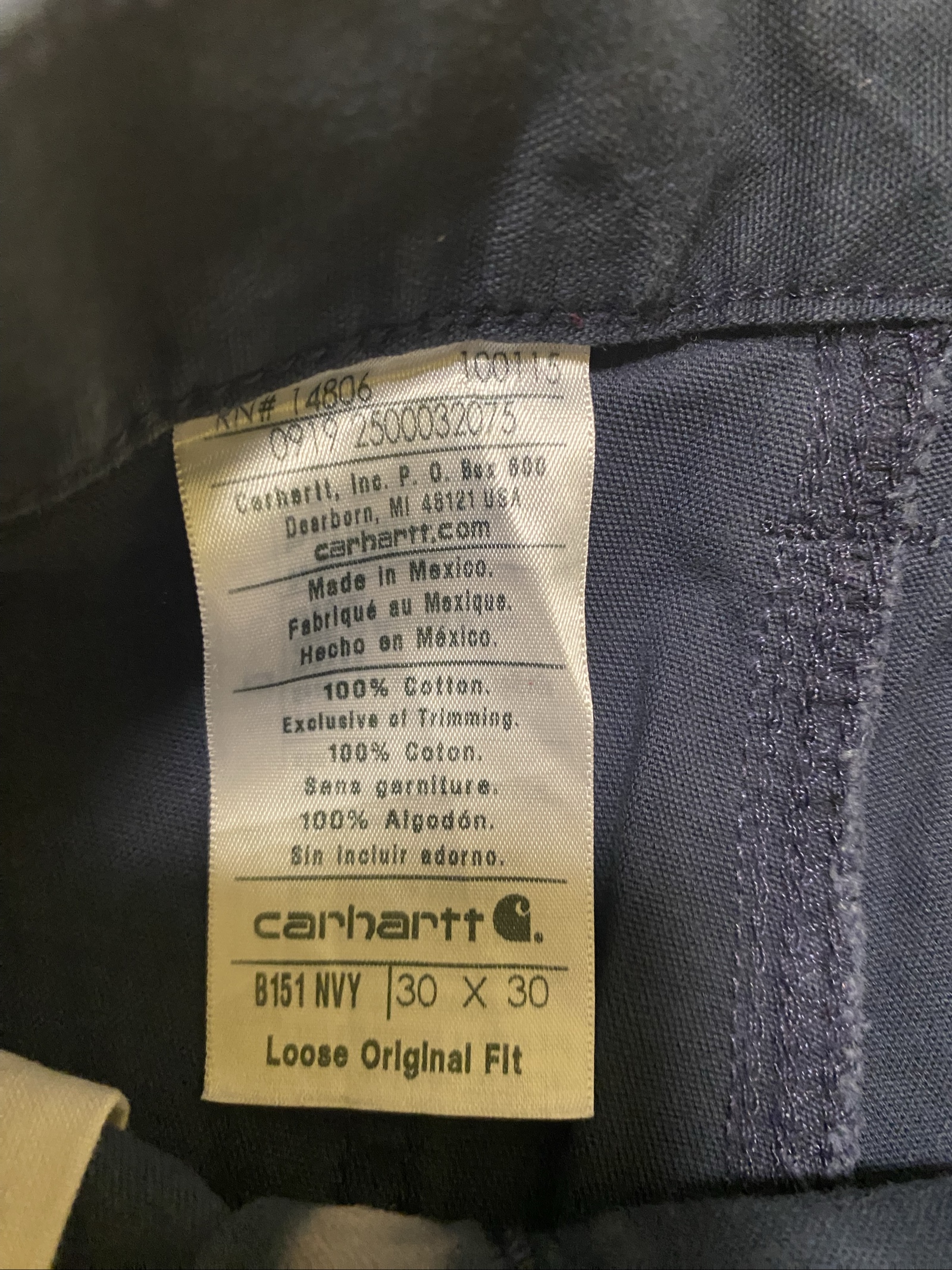 Carhartt Baggy Jeans W30 L30 Navy Loose Fit Skate Y2K Vintage #30BC image 4