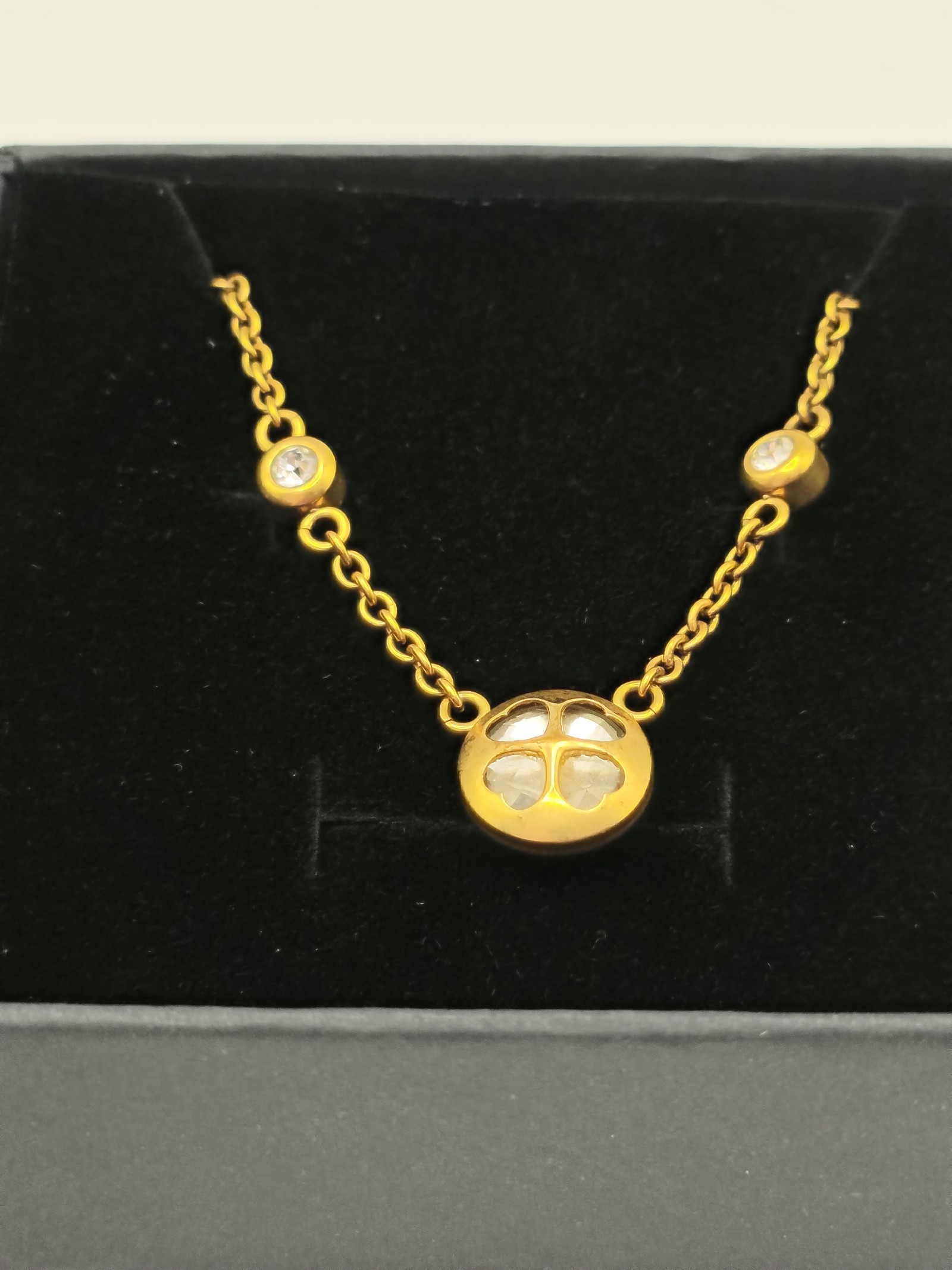Folli Follie Gold Tone Heart & Crystal Necklace image 2