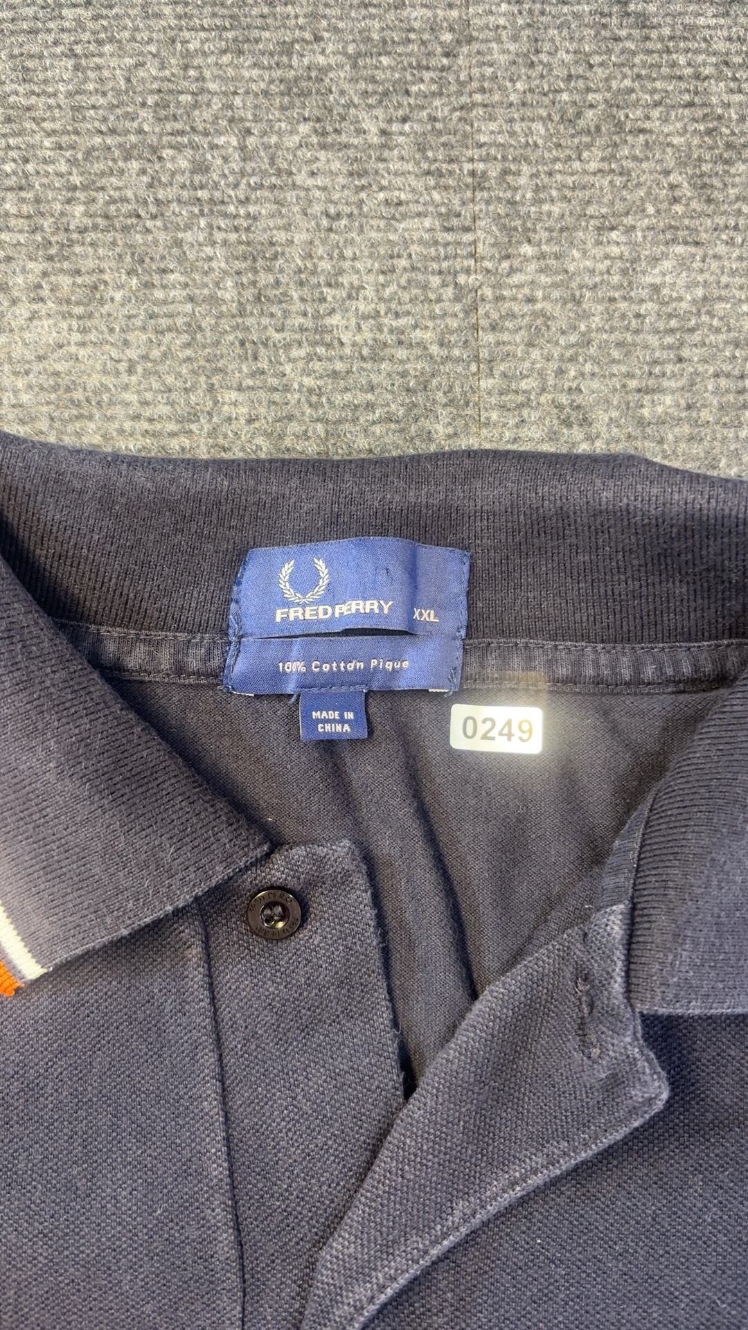 Fred Perry Navy & Orange Polo Shirt Large 100% Cotton image 2