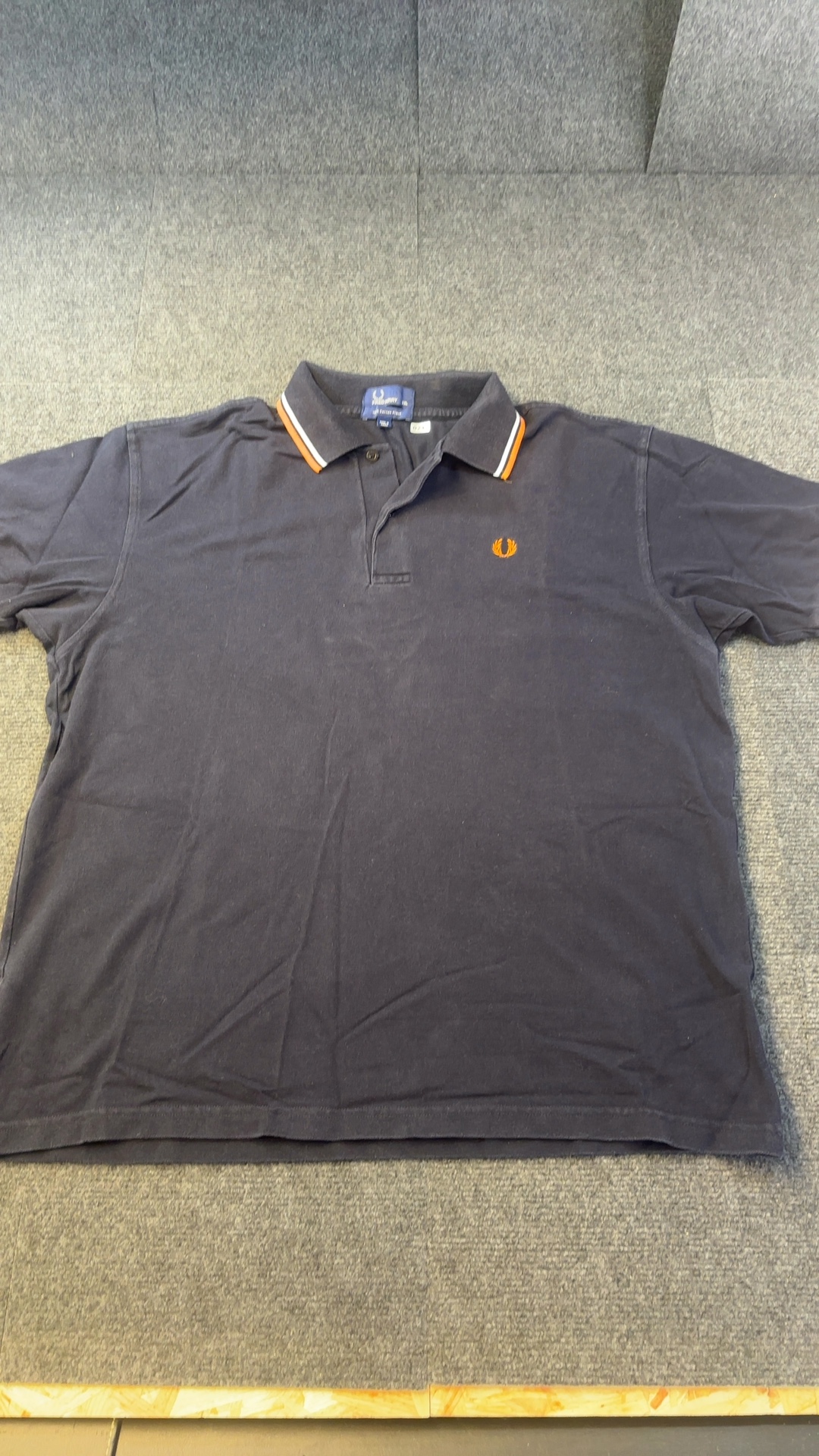 Fred Perry Navy & Orange Polo Shirt Large 100% Cotton