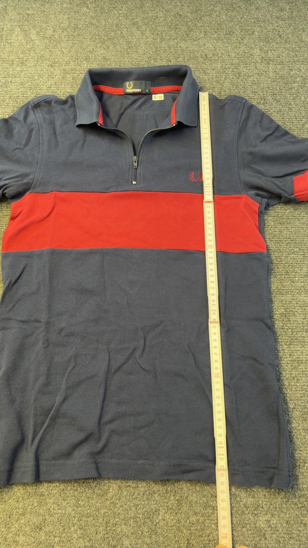 Fred Perry Men's Navy & Burgundy Colourblock Half Zip Polo Shirt Small image 5
