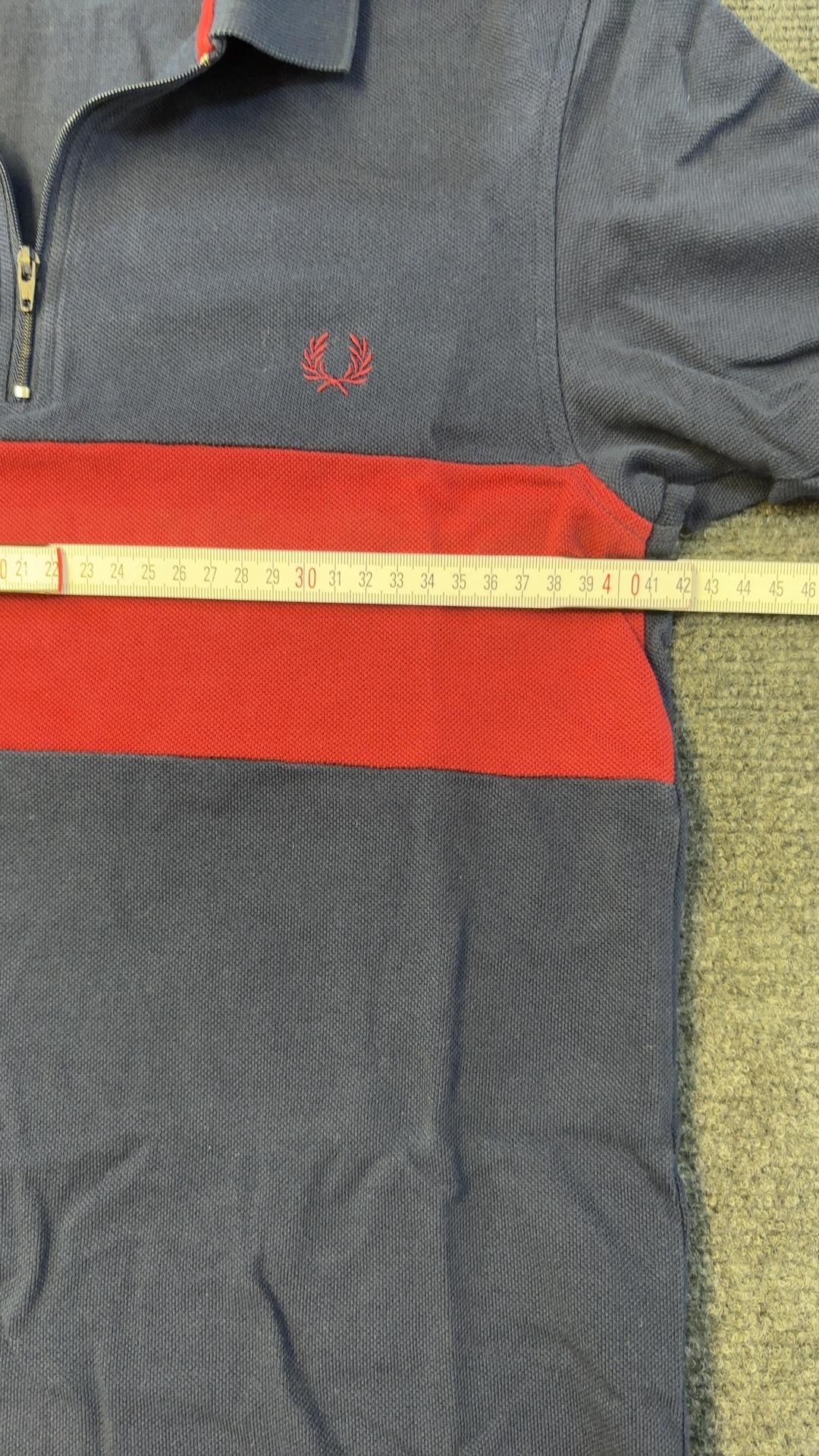Fred Perry Men's Navy & Burgundy Colourblock Half Zip Polo Shirt Small image 6