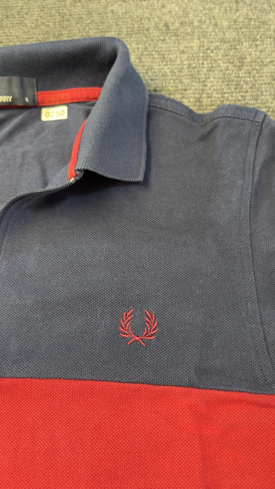 Fred Perry Men's Navy & Burgundy Colourblock Half Zip Polo Shirt Small image 7