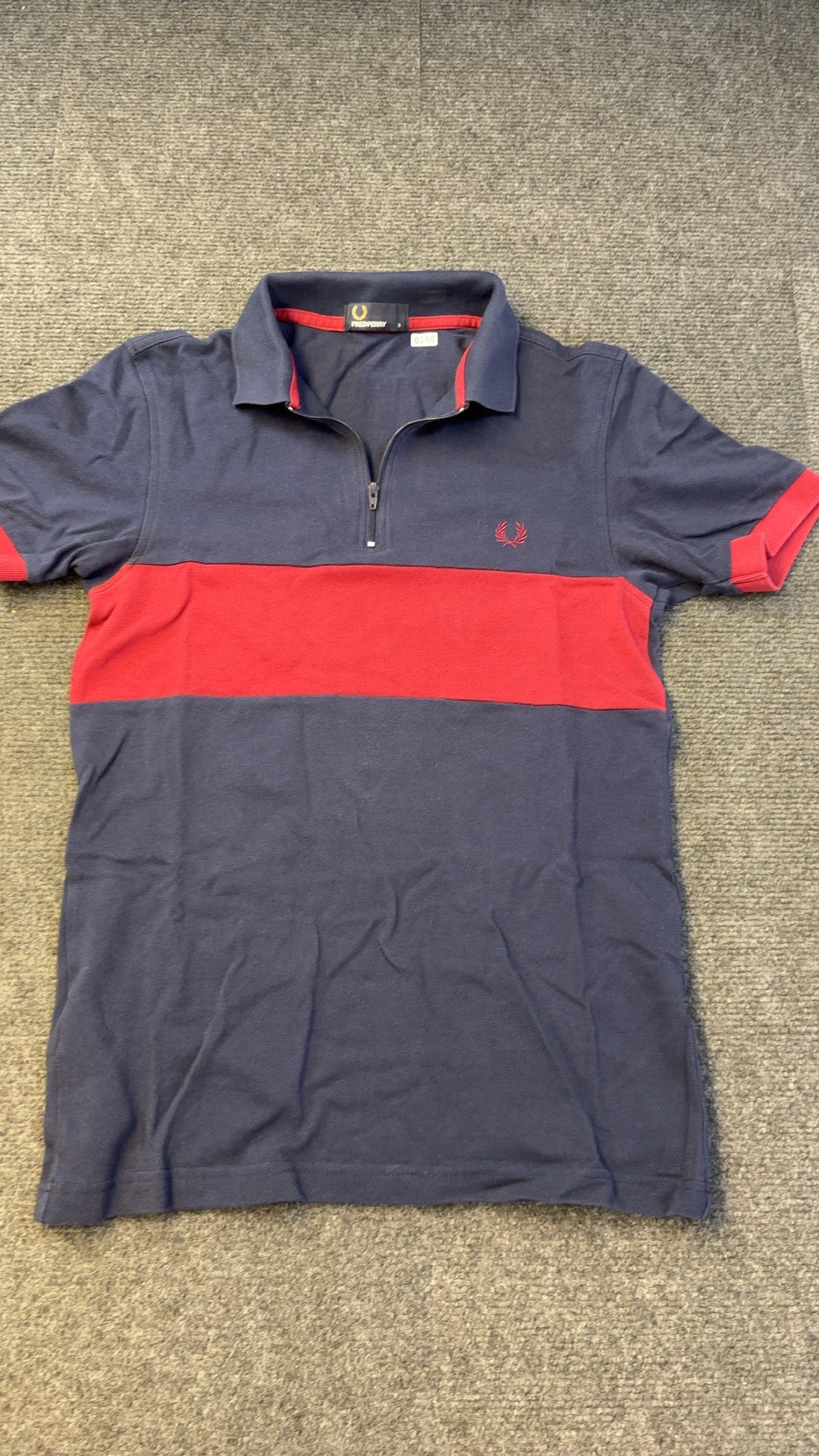Fred Perry Men's Navy & Burgundy Colourblock Half Zip Polo Shirt Small image 9