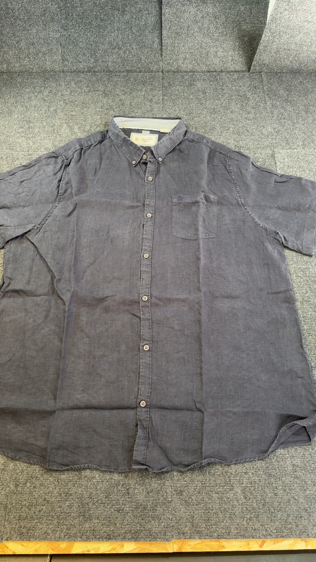 Original Penguin Men's Navy Blue Linen Shirt Large