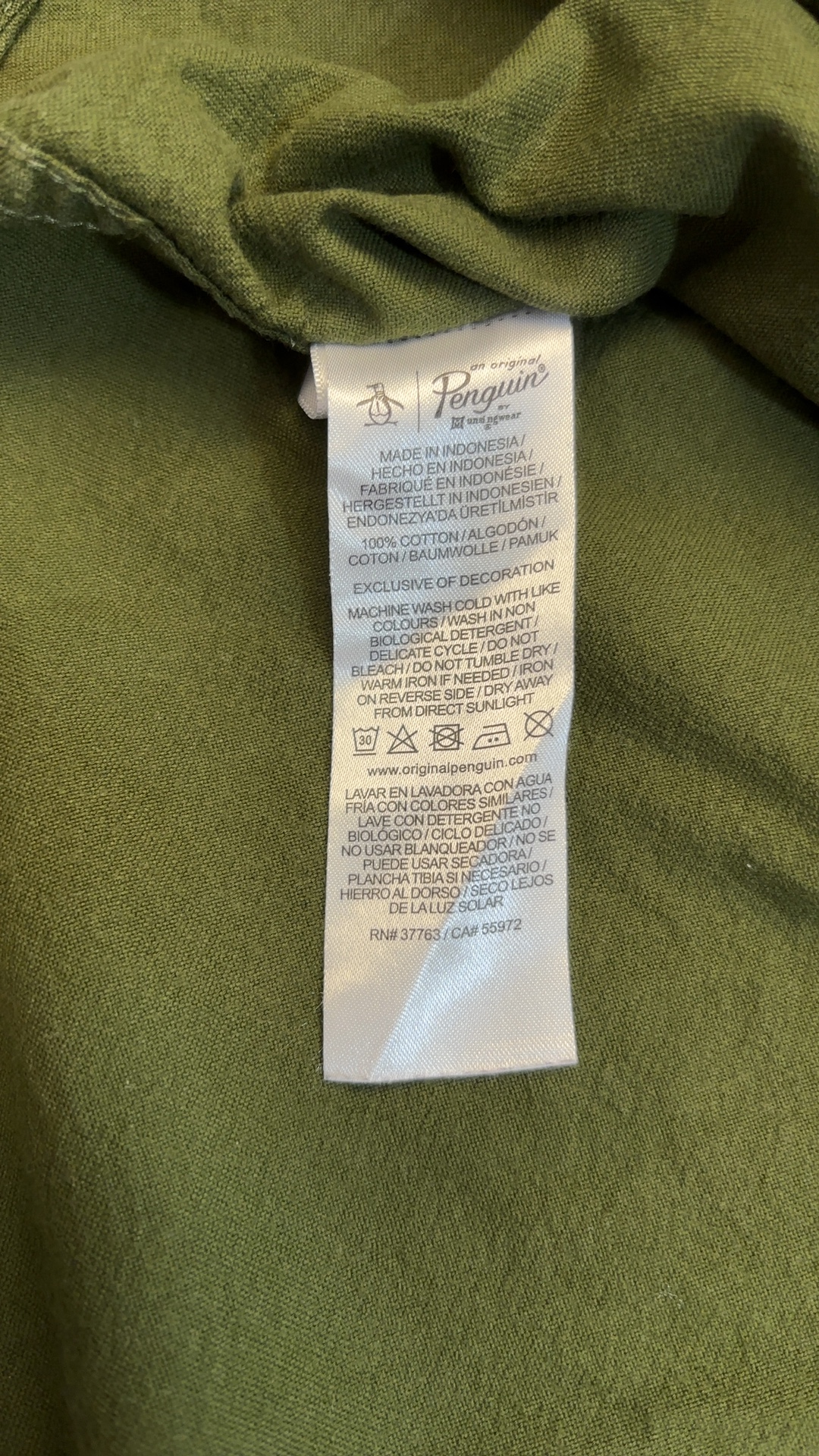 Original Penguin Men's Olive Green Slim Fit Cotton Shirt 2XL image 6