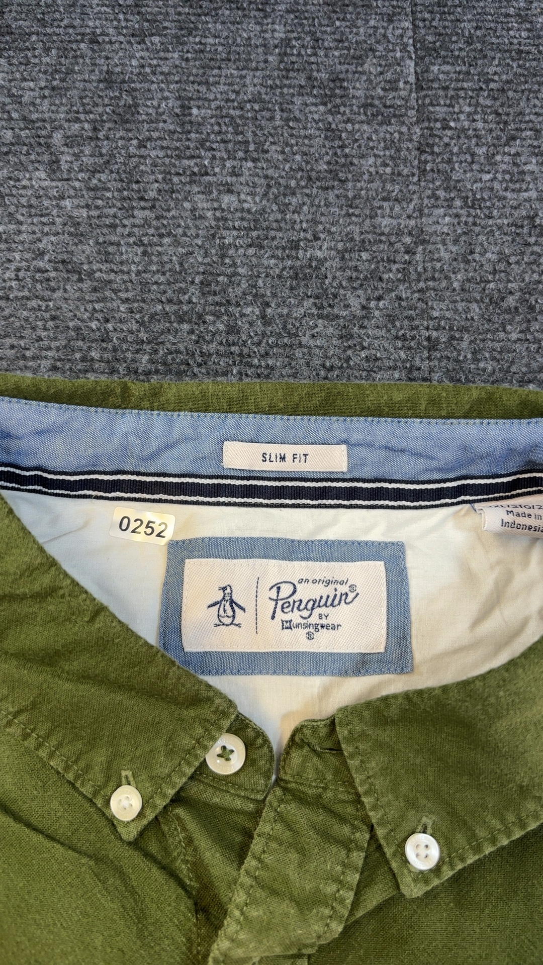 Original Penguin Men's Olive Green Slim Fit Cotton Shirt 2XL image 7