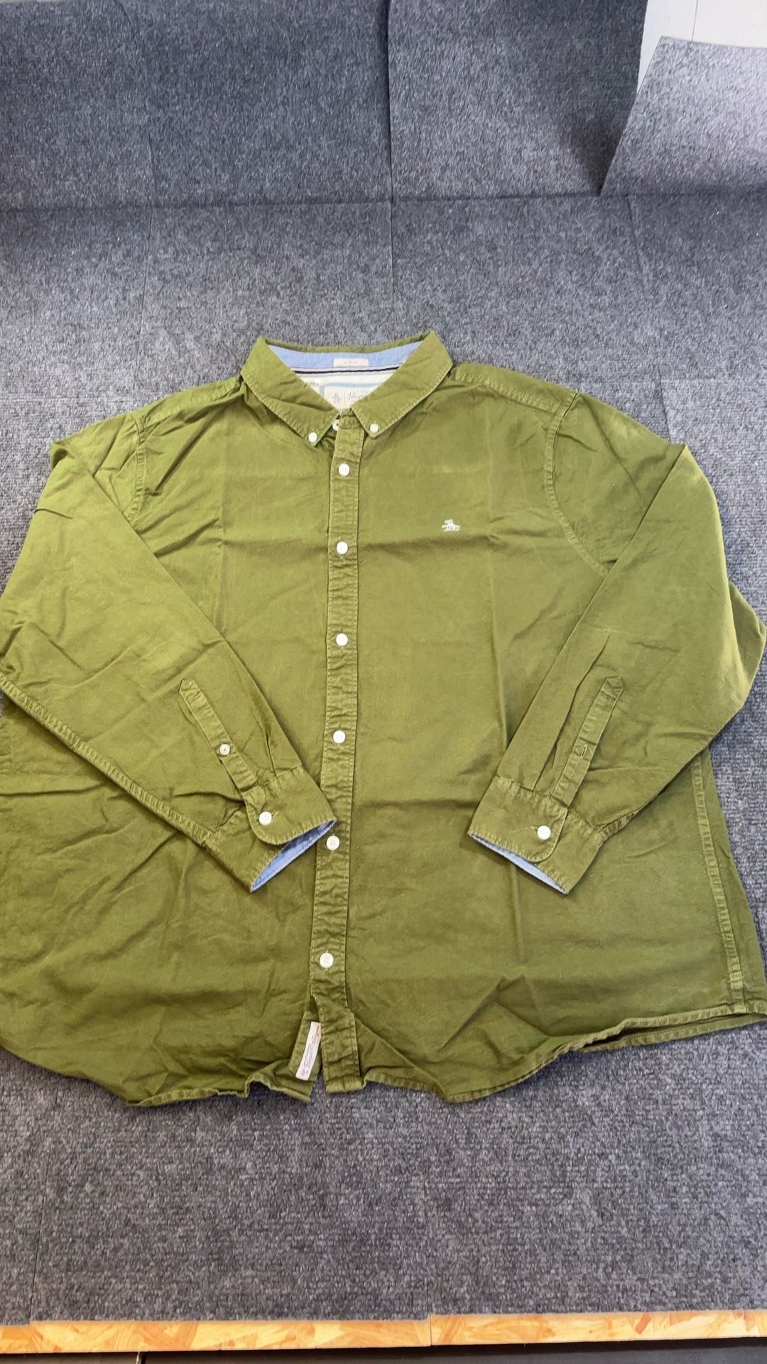 Original Penguin Men's Olive Green Slim Fit Cotton Shirt 2XL