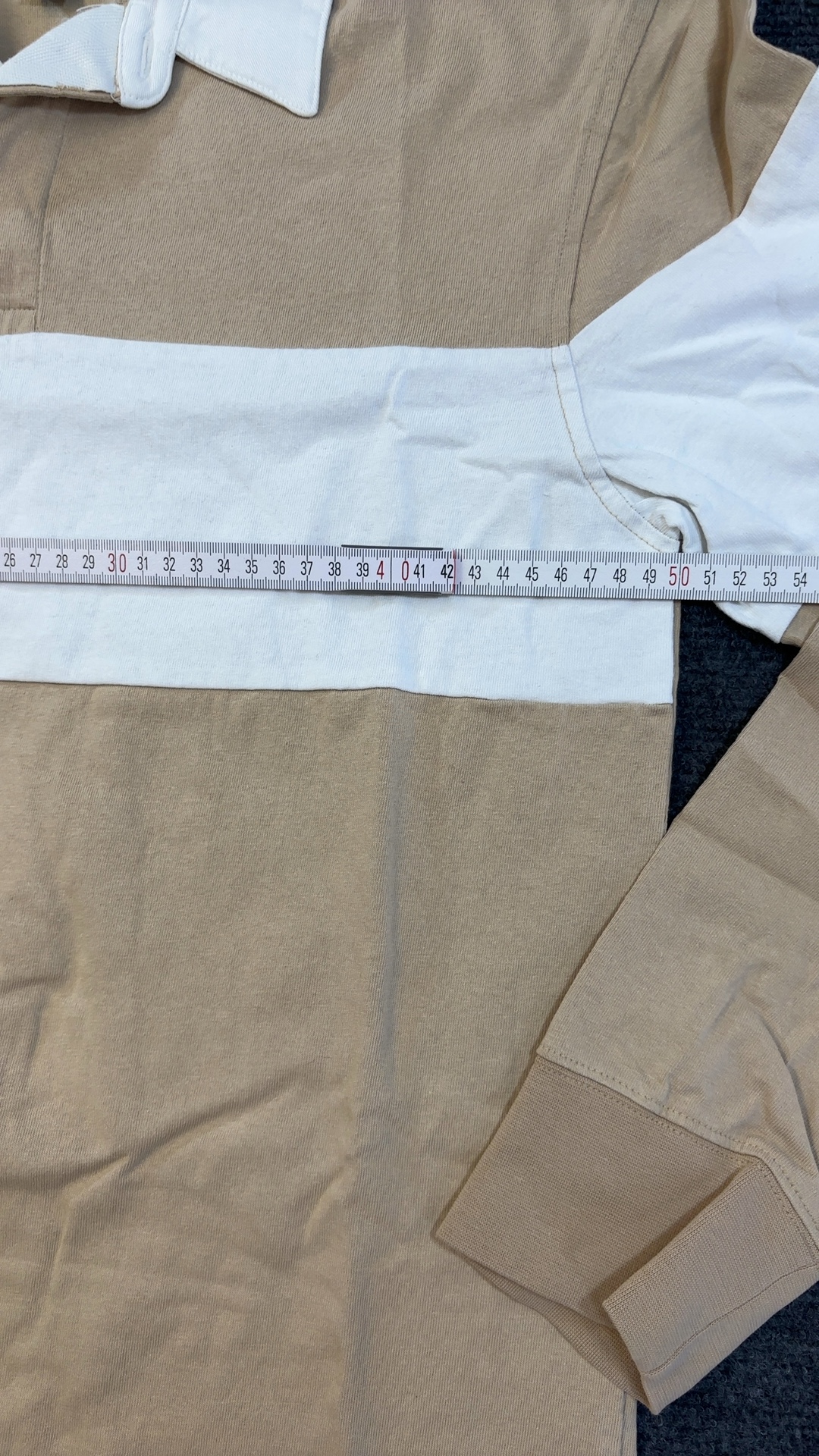 Goodfellow & Co Beige & White Rugby Shirt Small Cotton Long Sleeve image 6